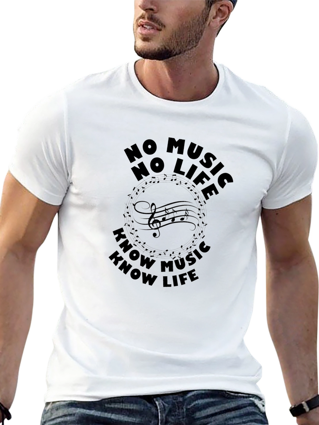 No Music No Life Graphic Tee - Black