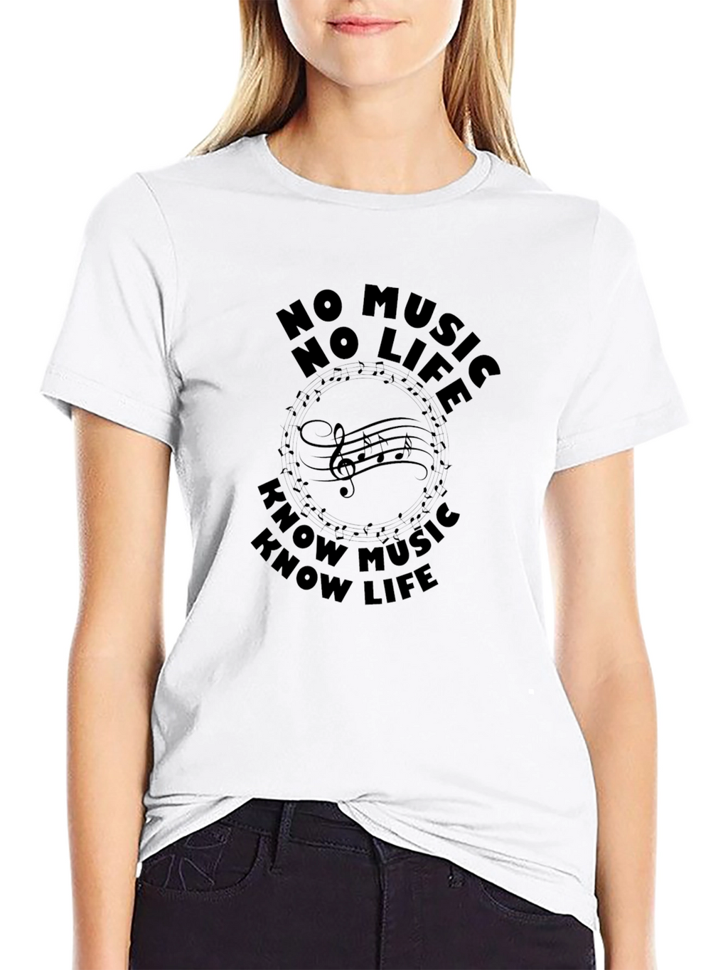 No Music No Life Graphic Tee - Black
