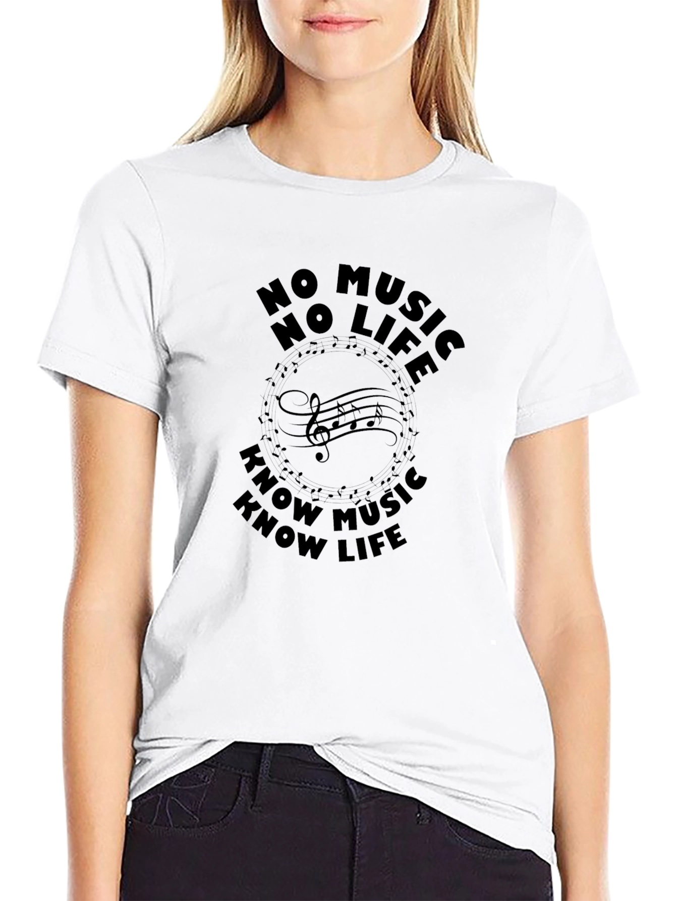 No Music No Life Graphic Tee - Black