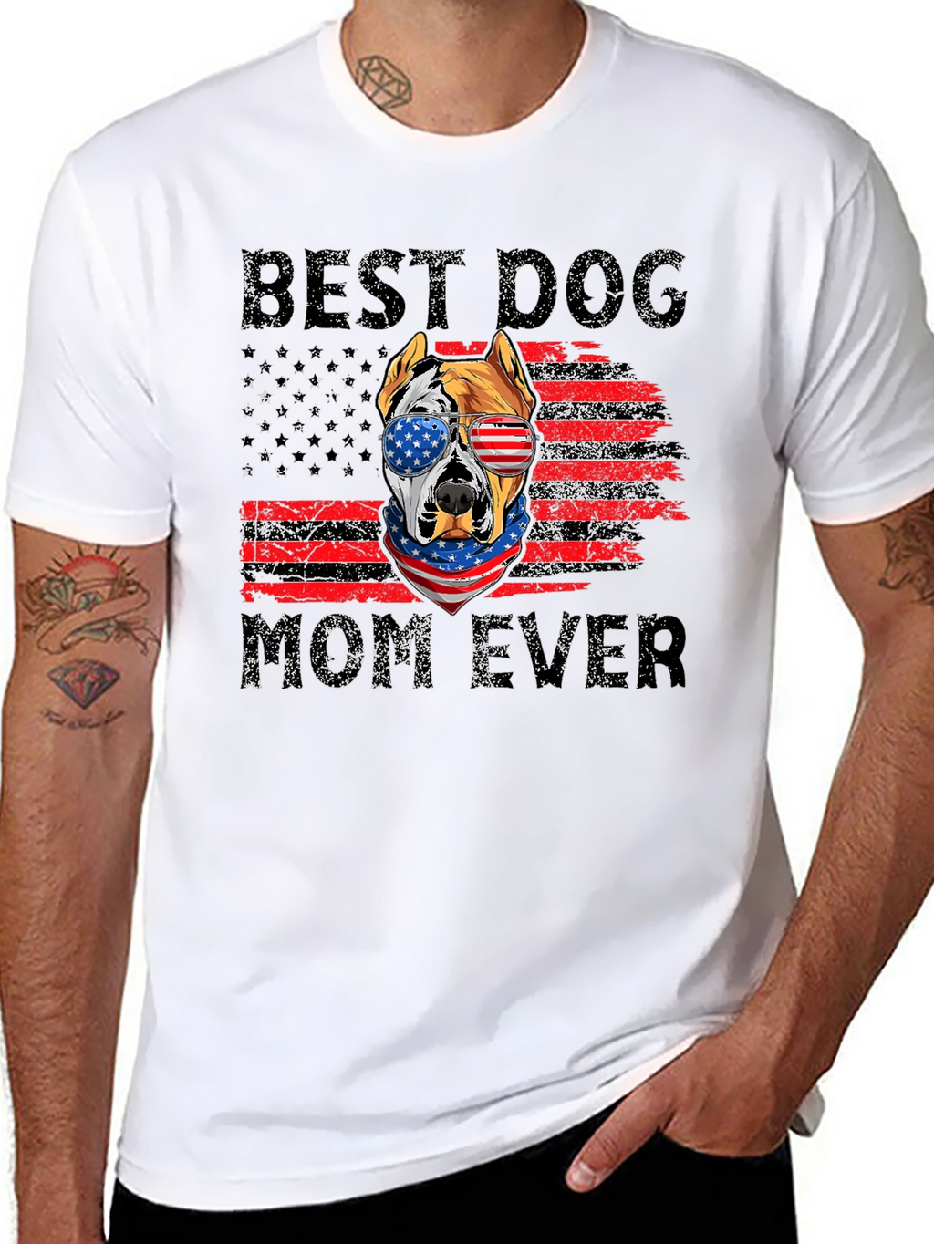 Best Dog Mom Ever Patriotic Graphic Tee