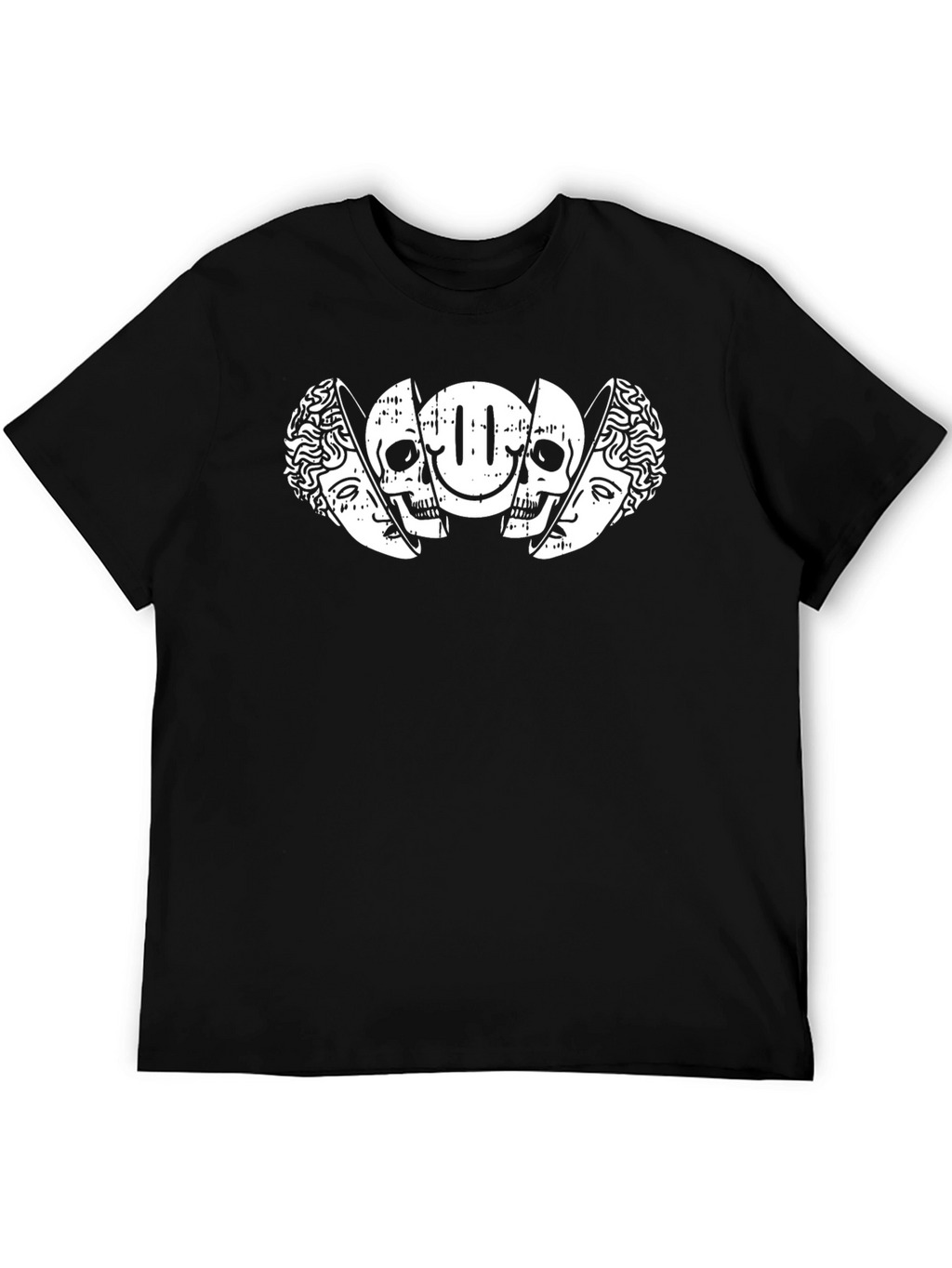 Distorted Reality Graphic Print Black T-Shirt