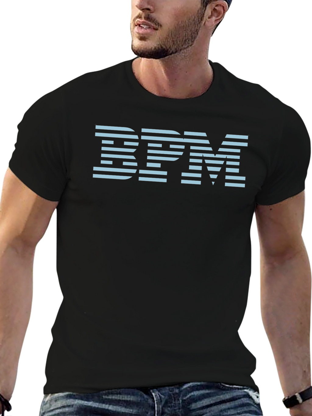 BPM Striped Graphic Tee - Cool Black T-Shirt