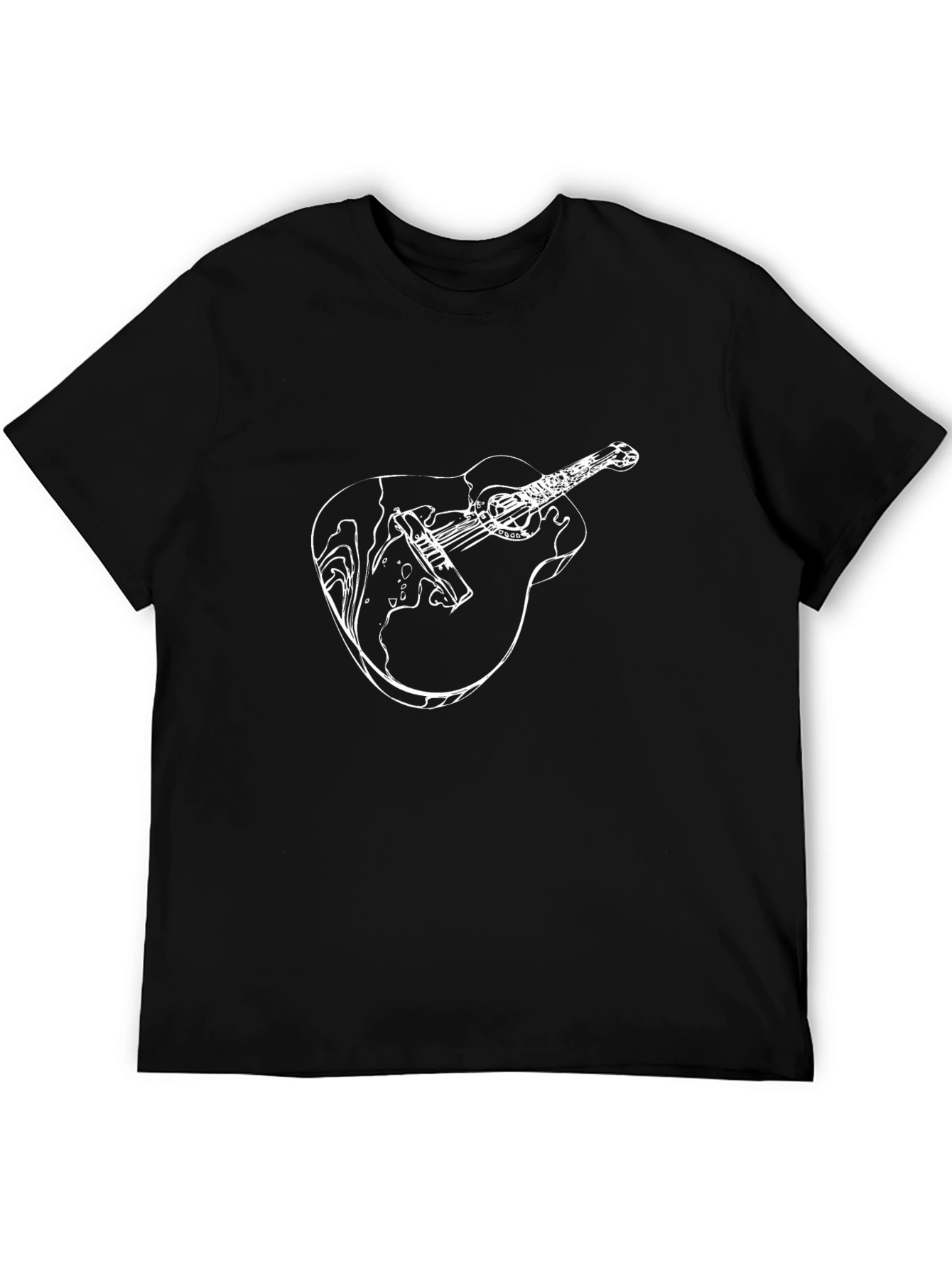 Guitar Graphic Print Mens Black T-Shirt