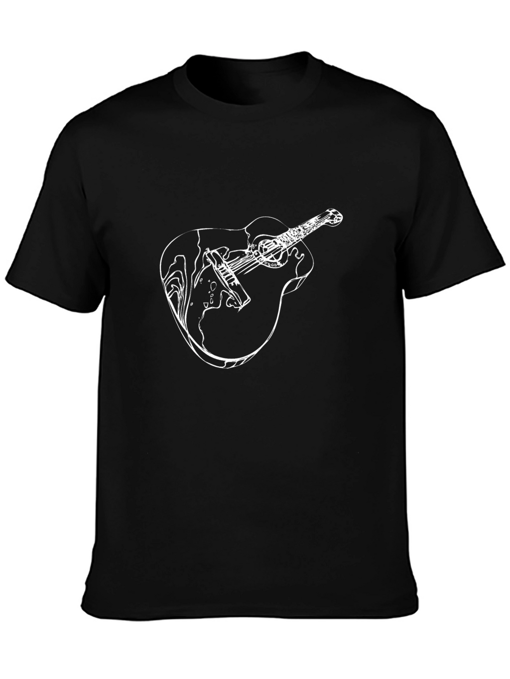 Guitar Graphic Print Mens Black T-Shirt