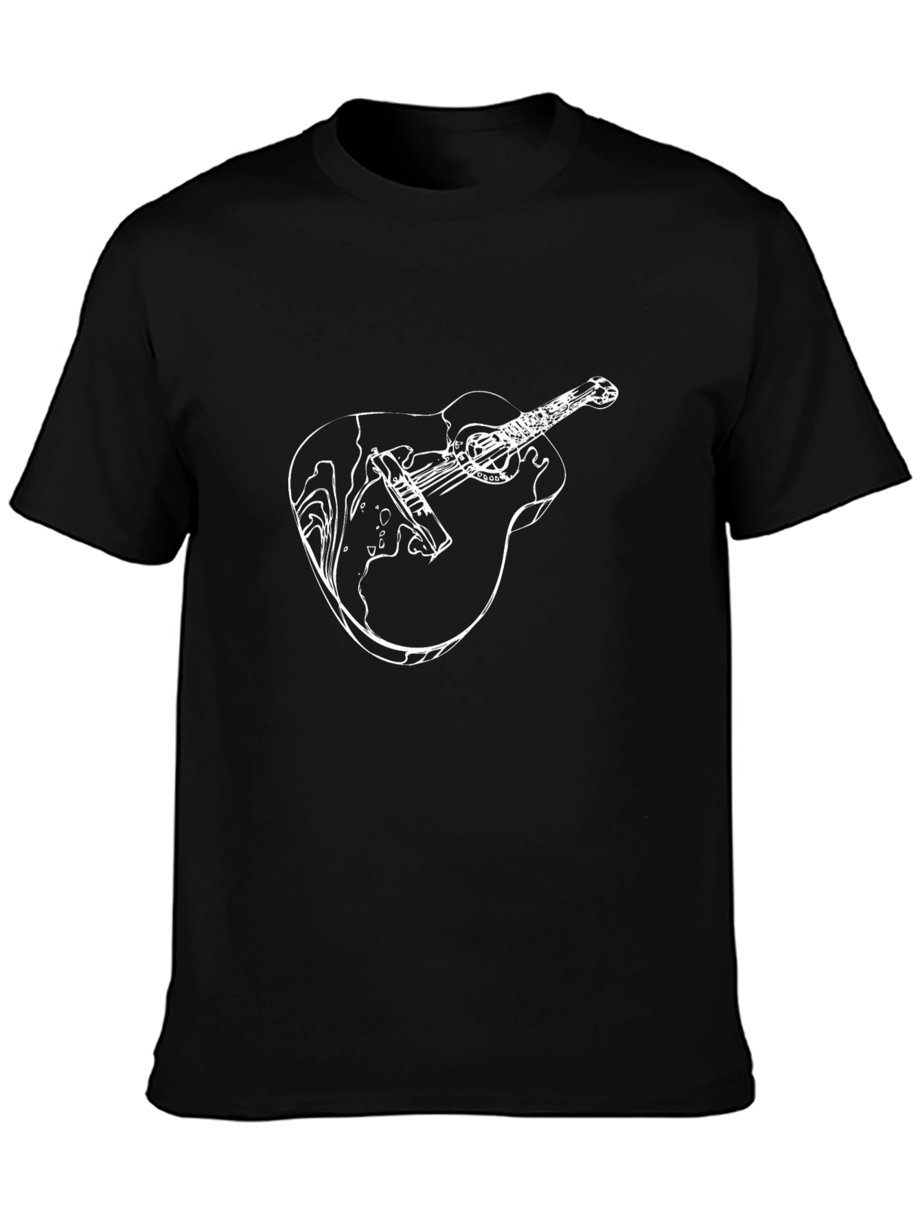 Guitar Graphic Print Mens Black T-Shirt