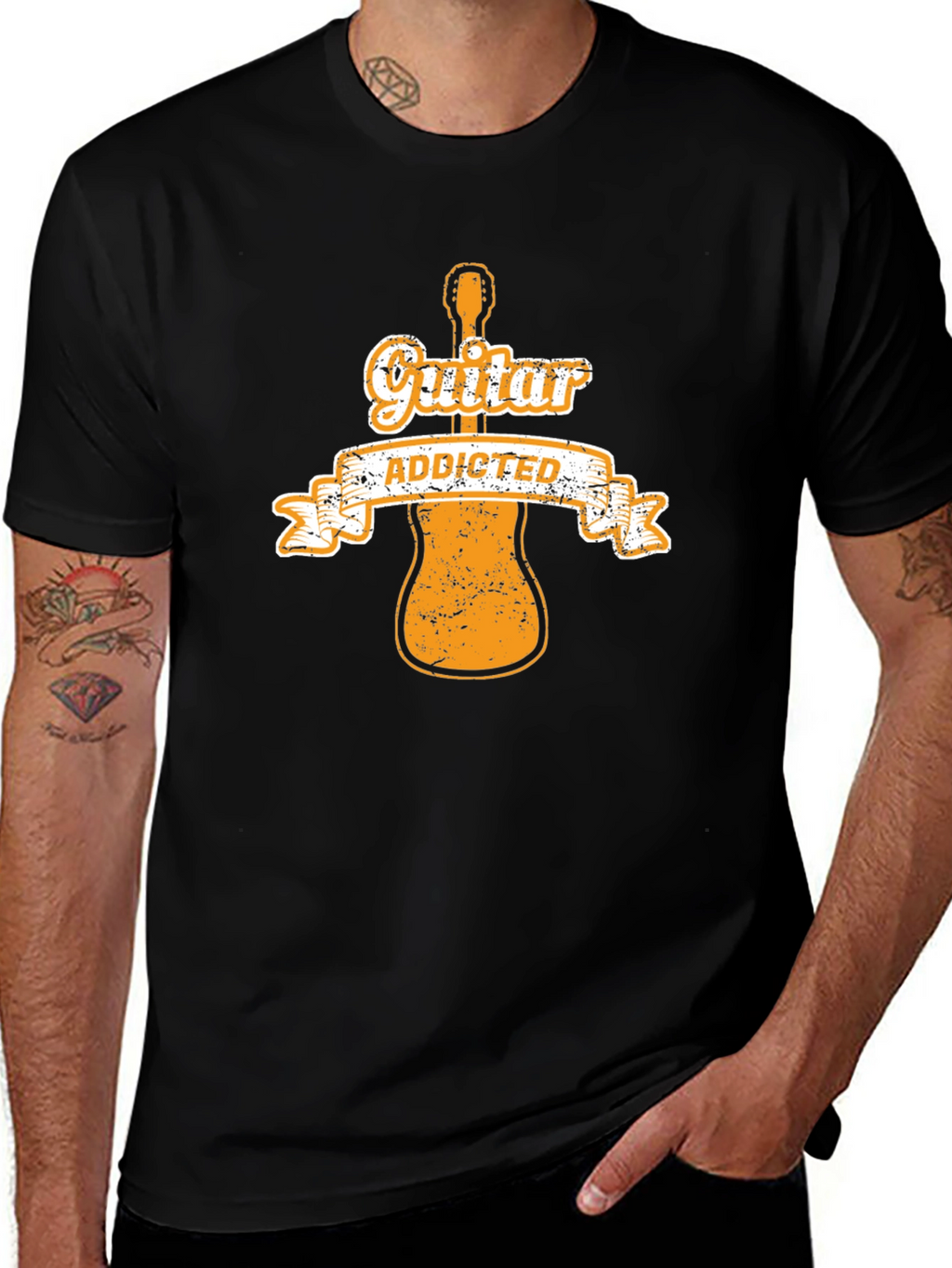 Guitar Addicted Graphic Tee - Musician T-Shirt