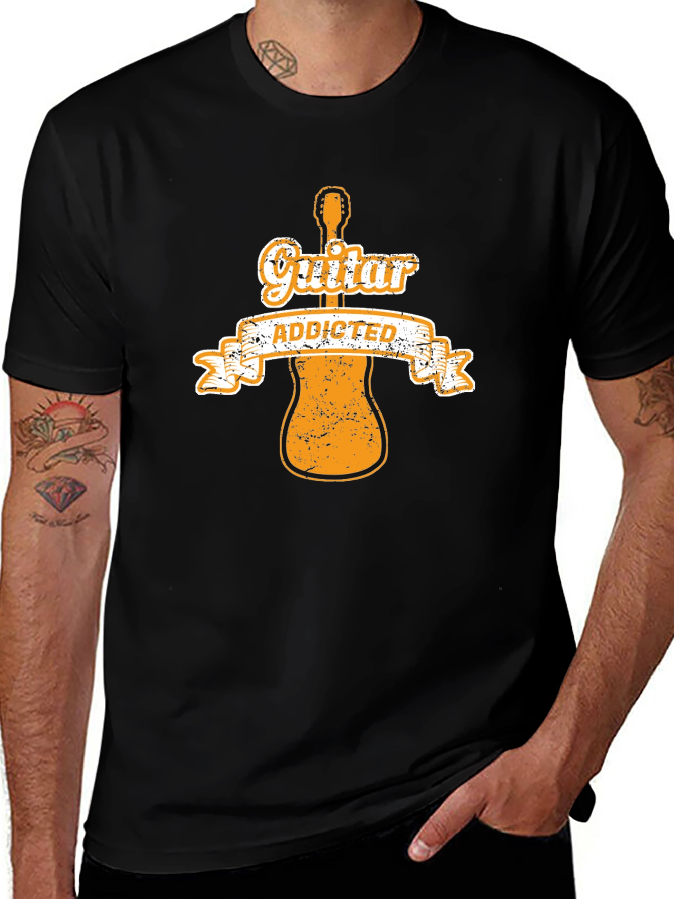 Guitar Addicted Graphic Tee - Musician T-Shirt