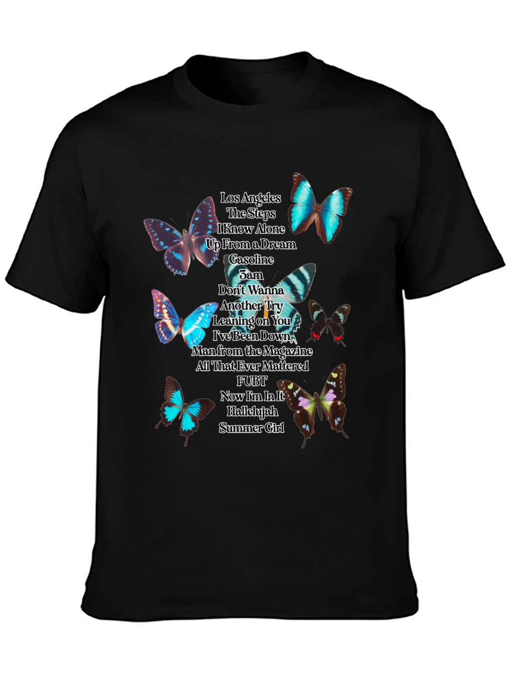 Butterfly Song List Black T-Shirt