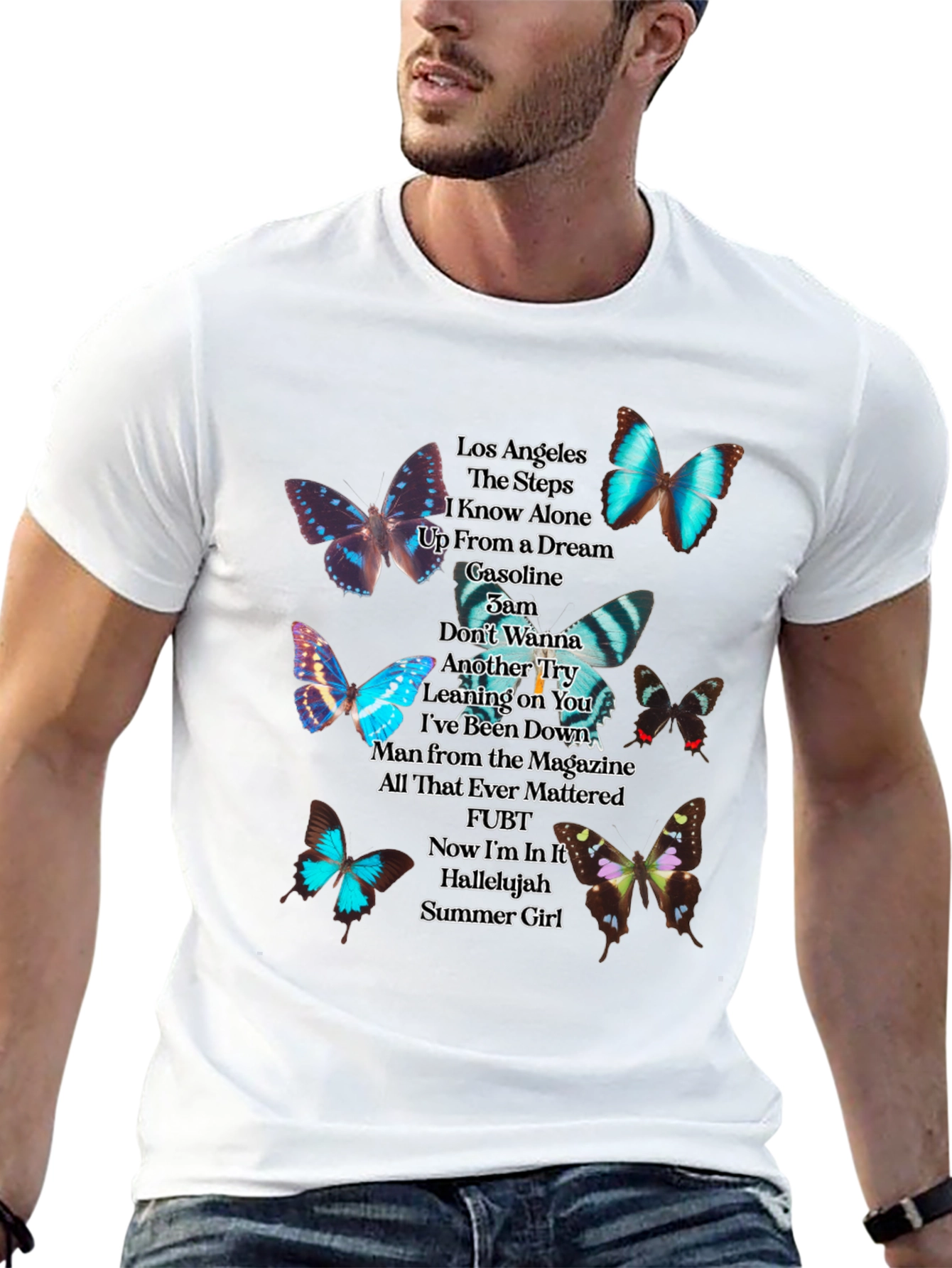 Butterfly Song List Black T-Shirt