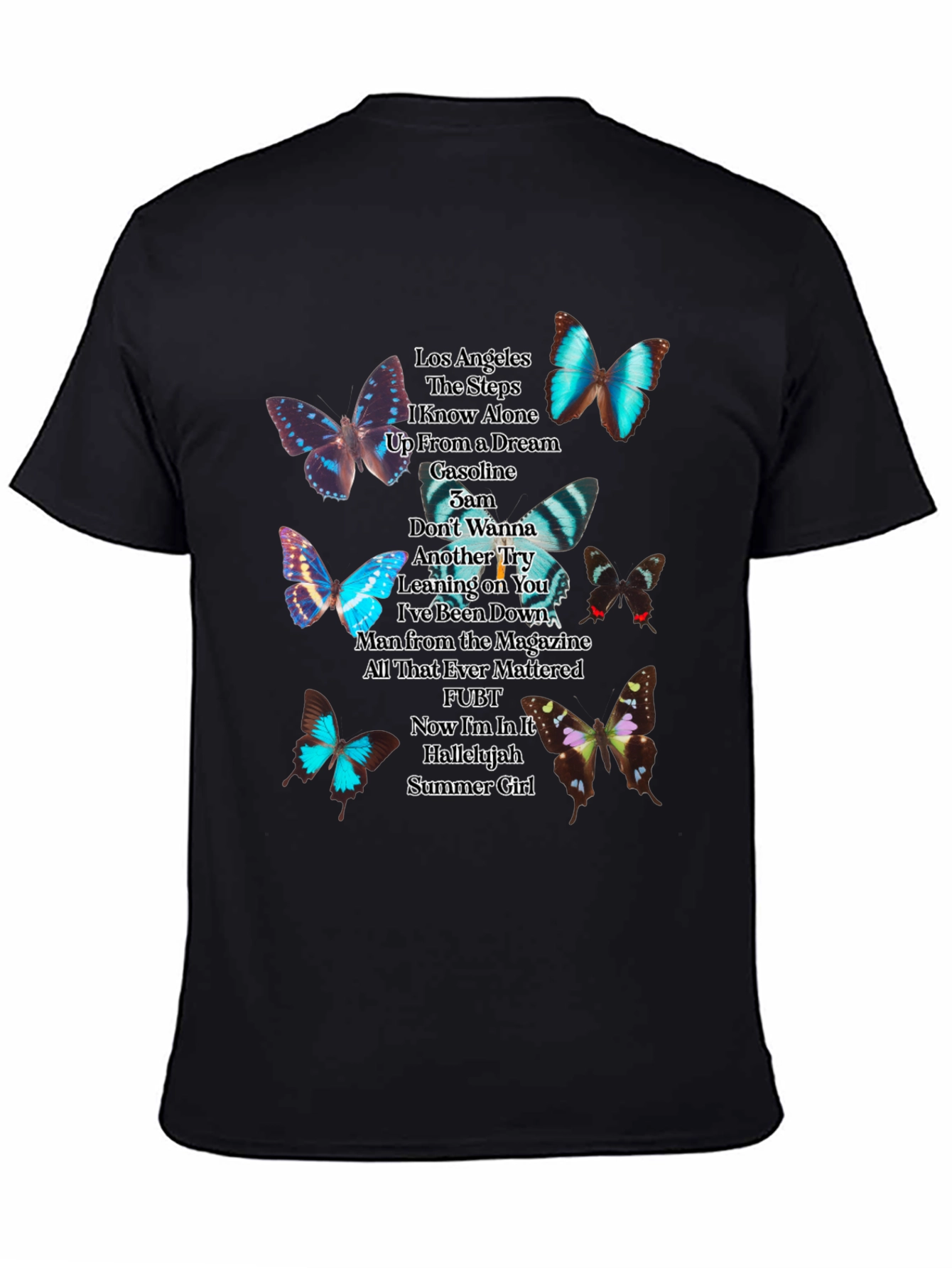 Butterfly Song List Black T-Shirt