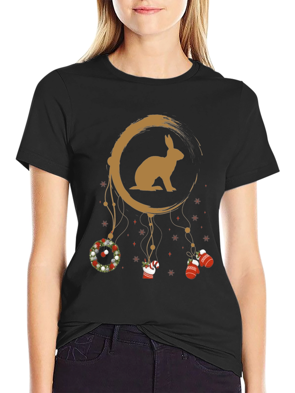 Festive Rabbit Dreamcatcher Graphic Tee