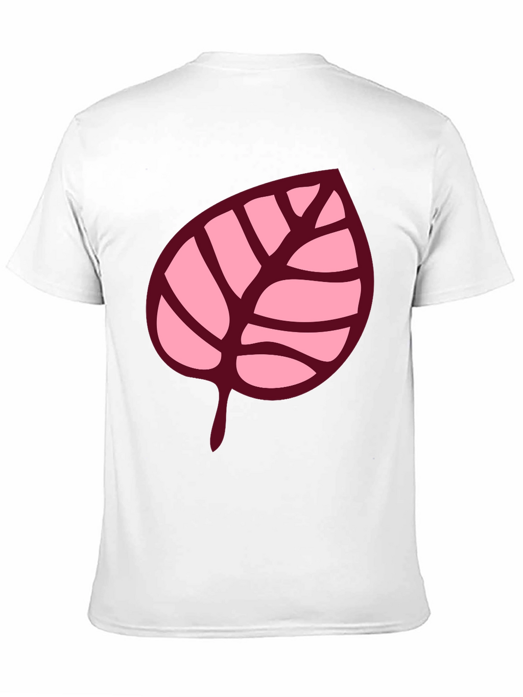 Pink Leaf Graphic Black T-Shirt