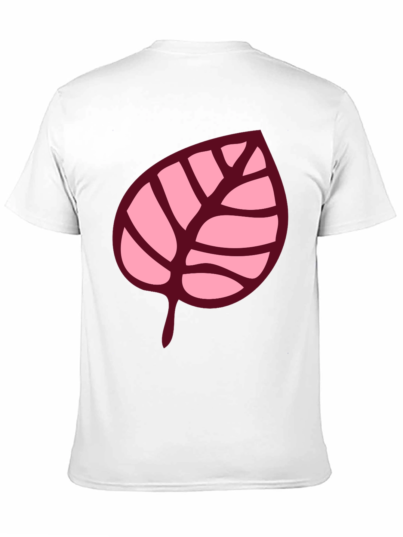 Pink Leaf Graphic Black T-Shirt