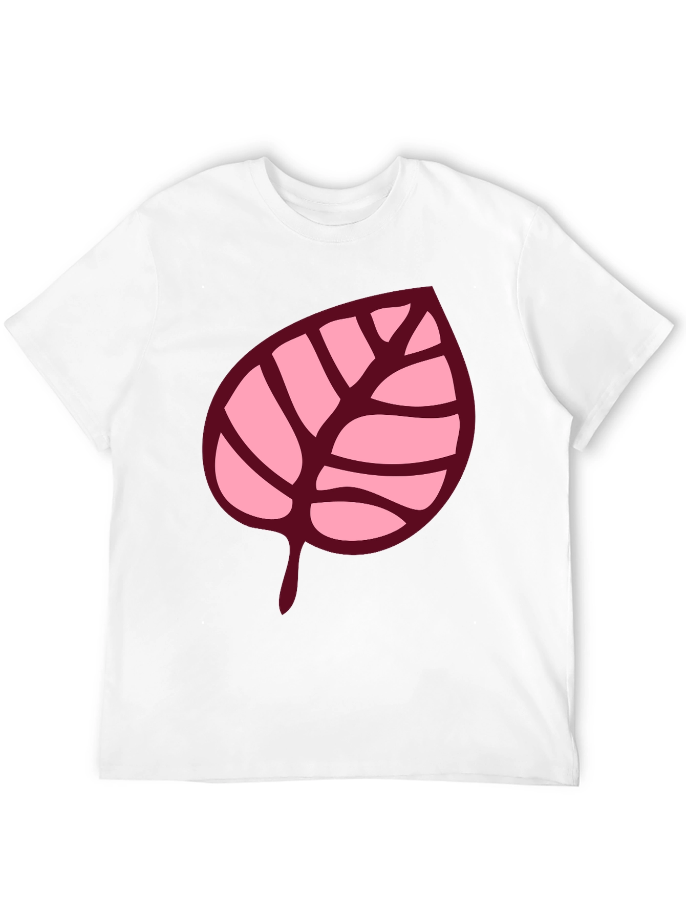Pink Leaf Graphic Black T-Shirt