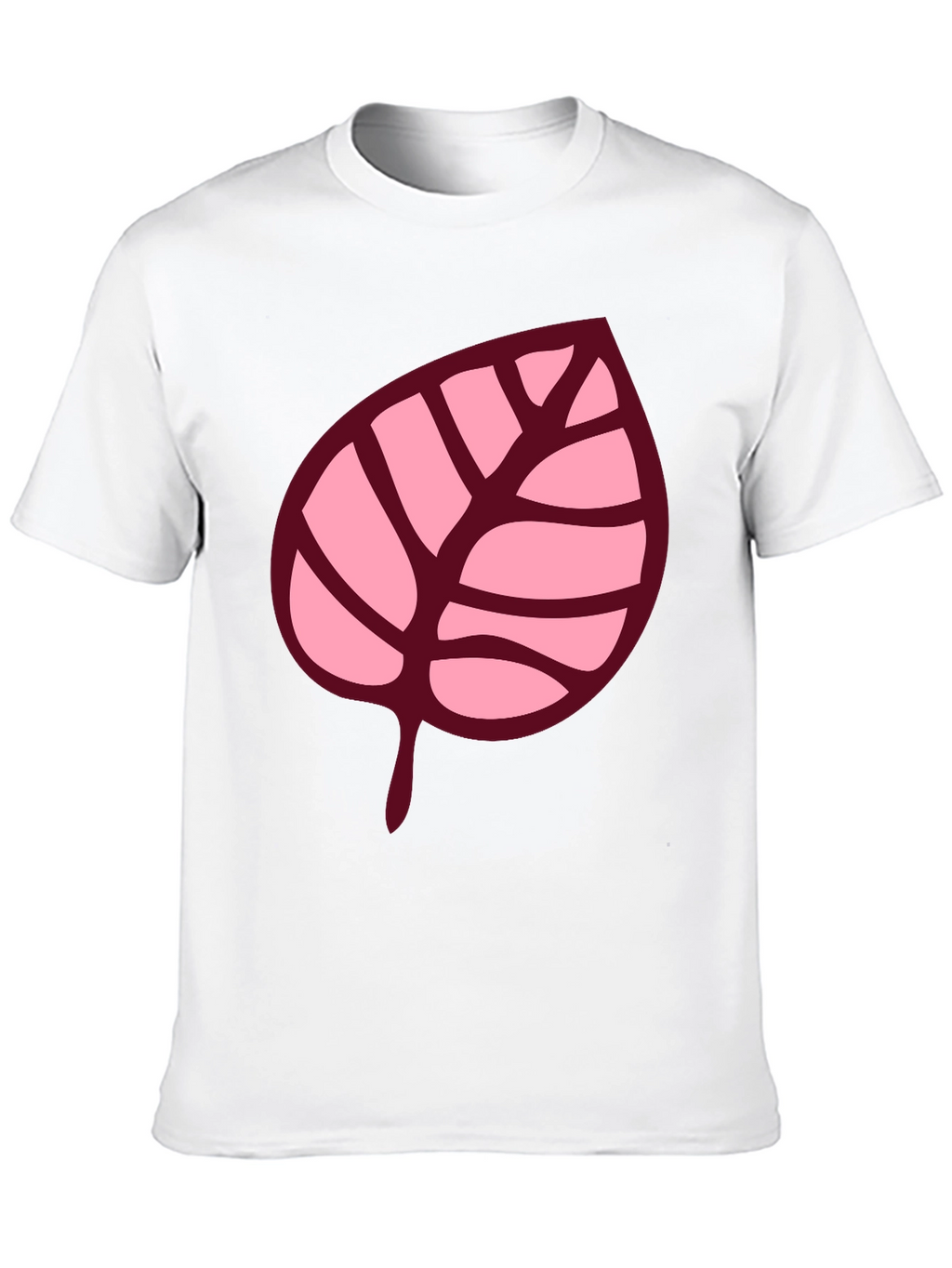 Pink Leaf Graphic Black T-Shirt