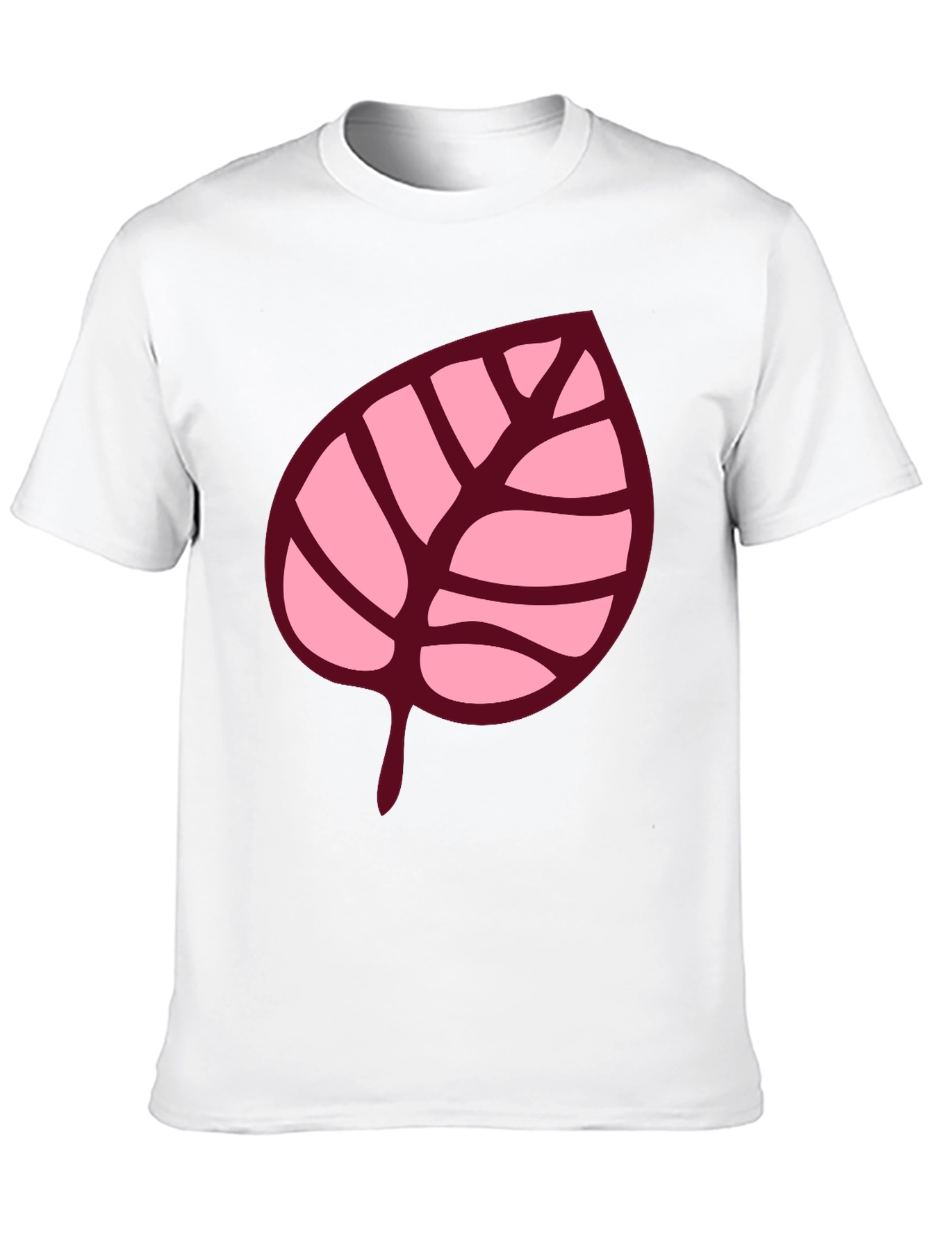 Pink Leaf Graphic Black T-Shirt