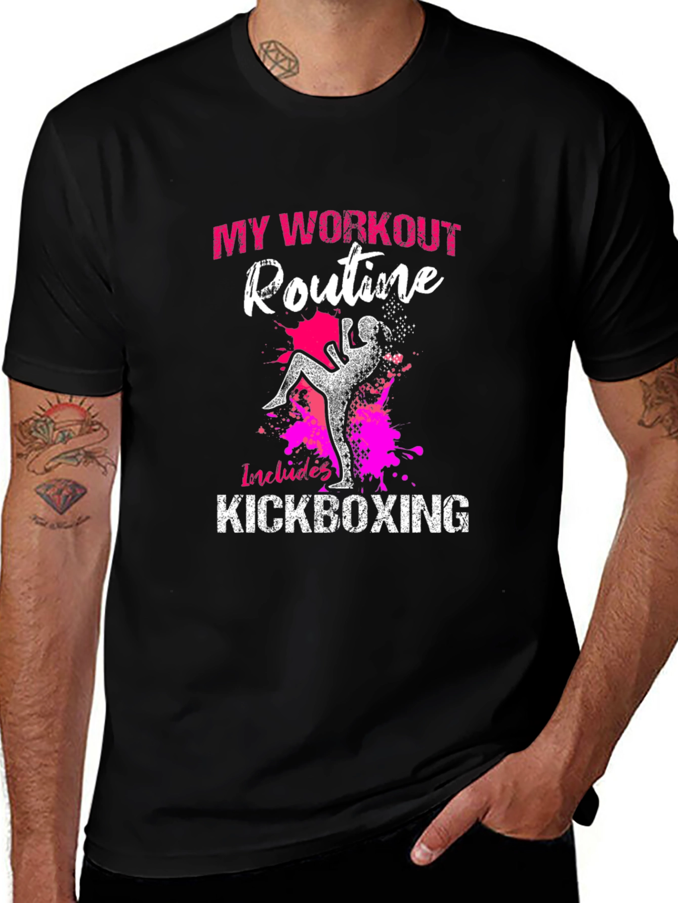 Kickboxing Workout Graphic Tee - Black