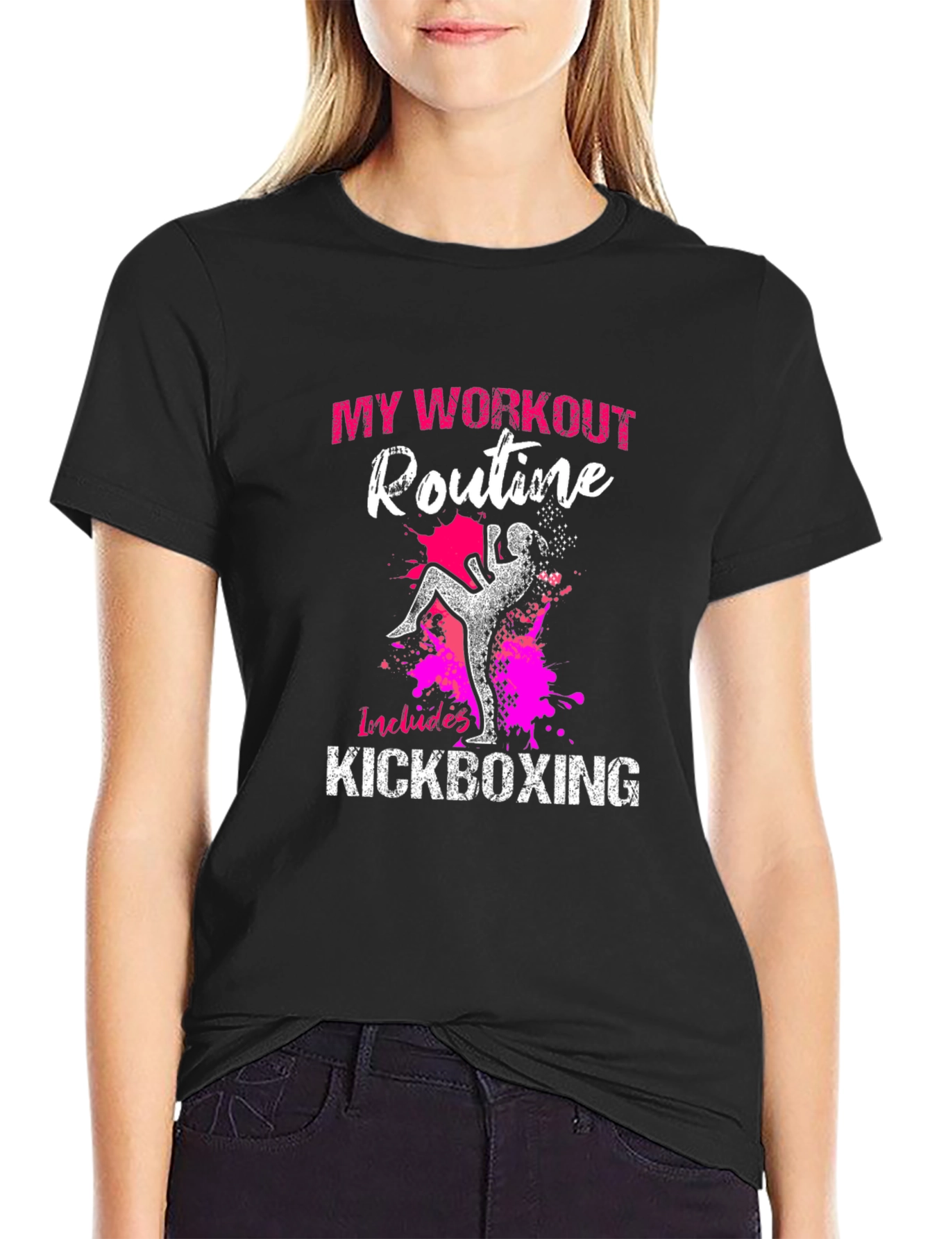 Kickboxing Workout Graphic Tee - Black