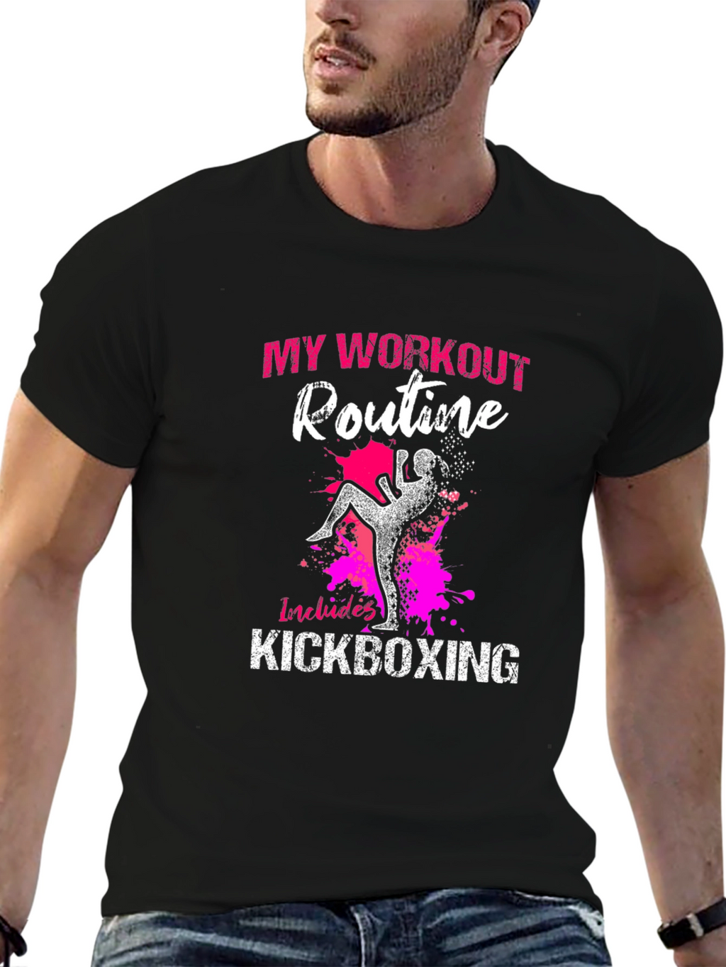 Kickboxing Workout Graphic Tee - Black