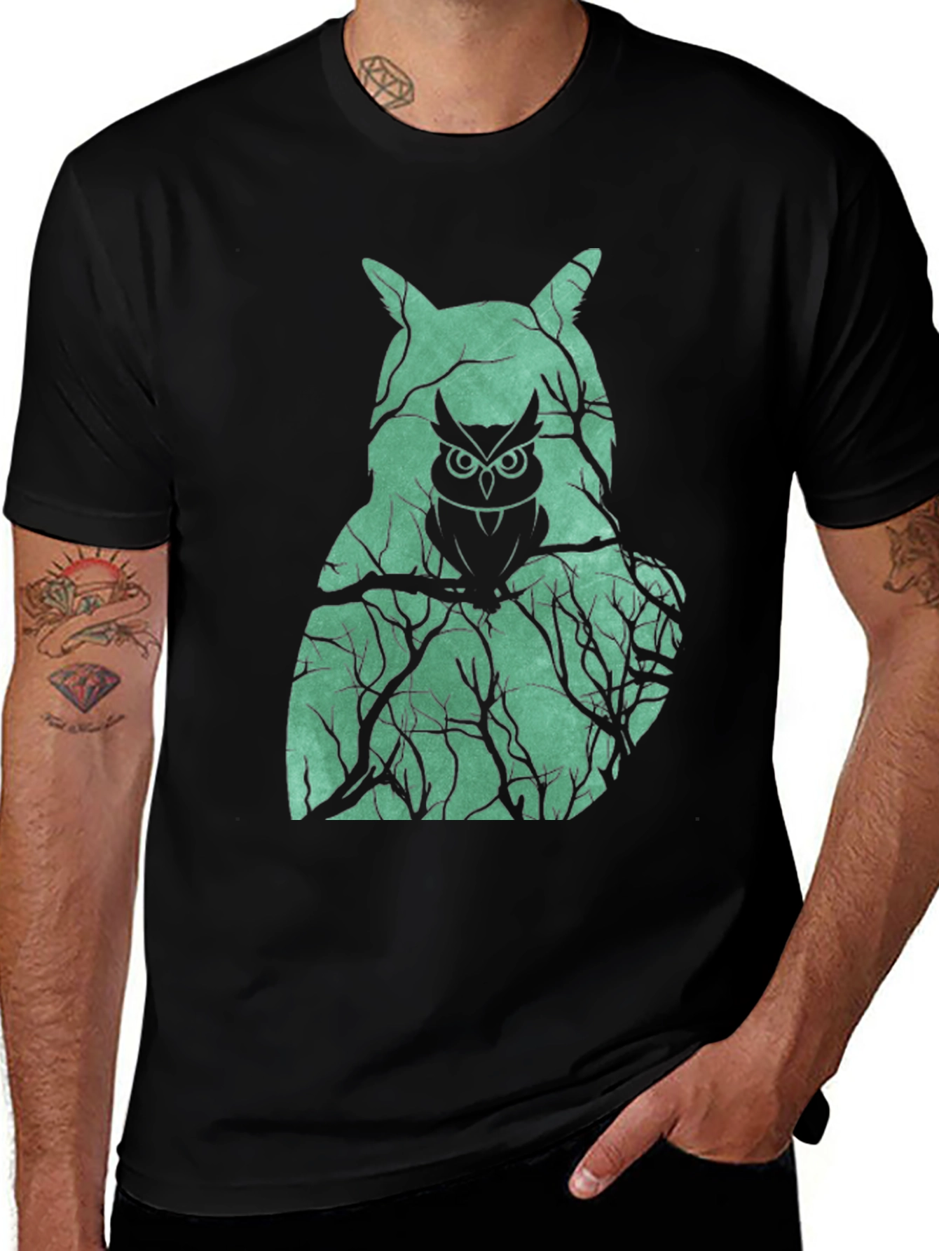 Owl Forest Graphic Tee - Unique Nature Design