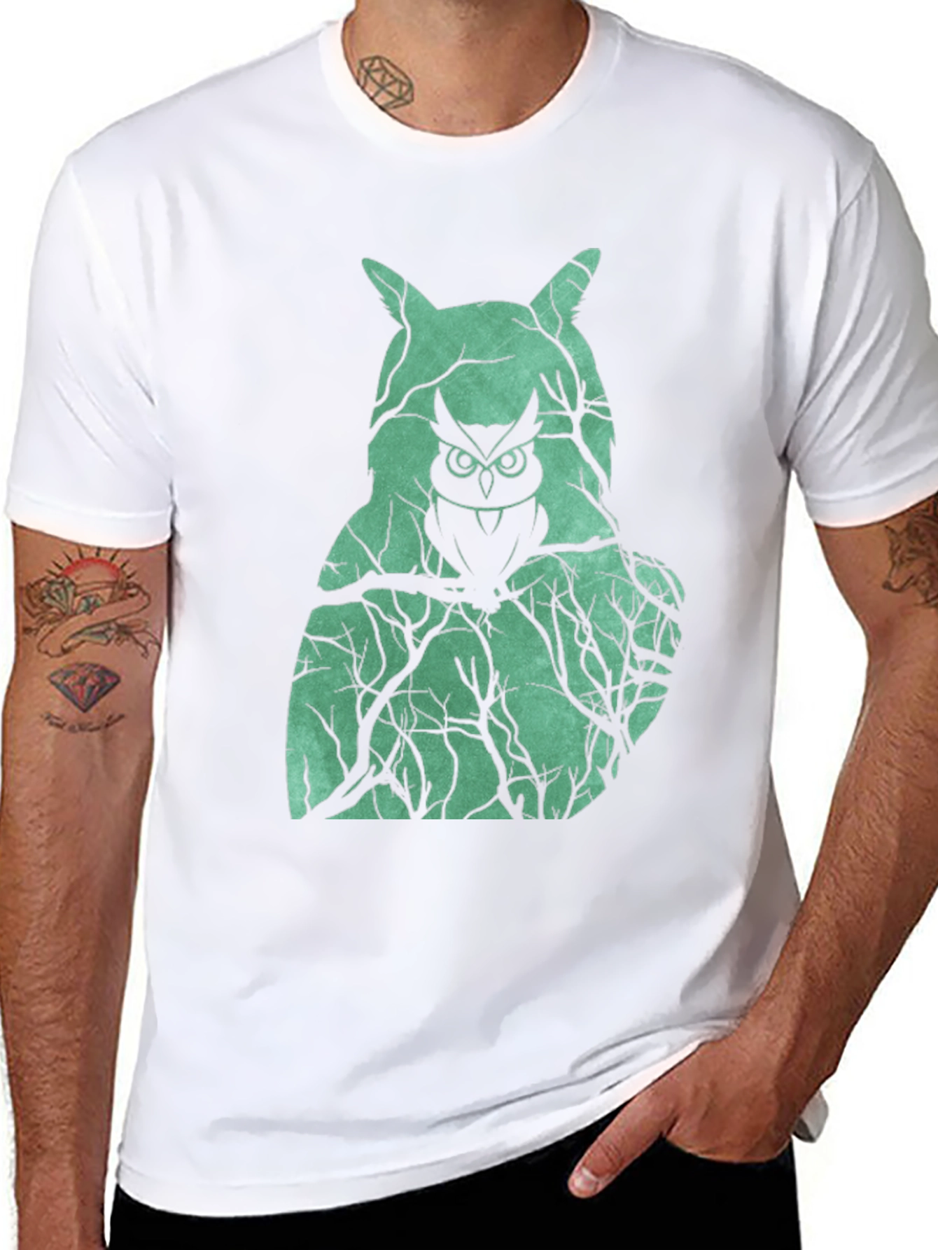Owl Forest Graphic Tee - Unique Nature Design