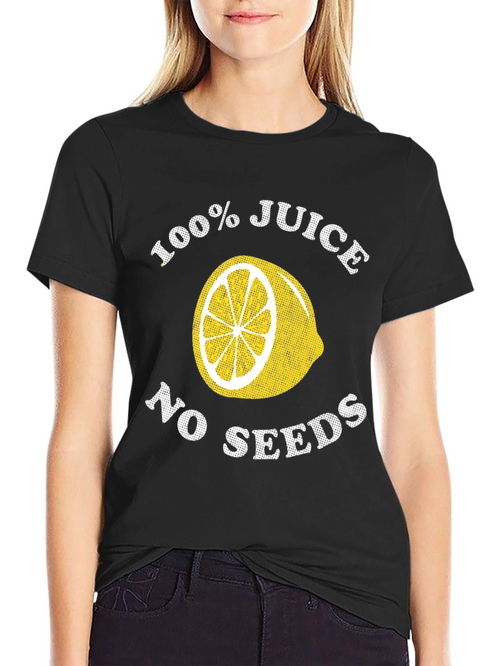 100% Juice No Seeds Graphic Tee - Black Cotton T-Shirt