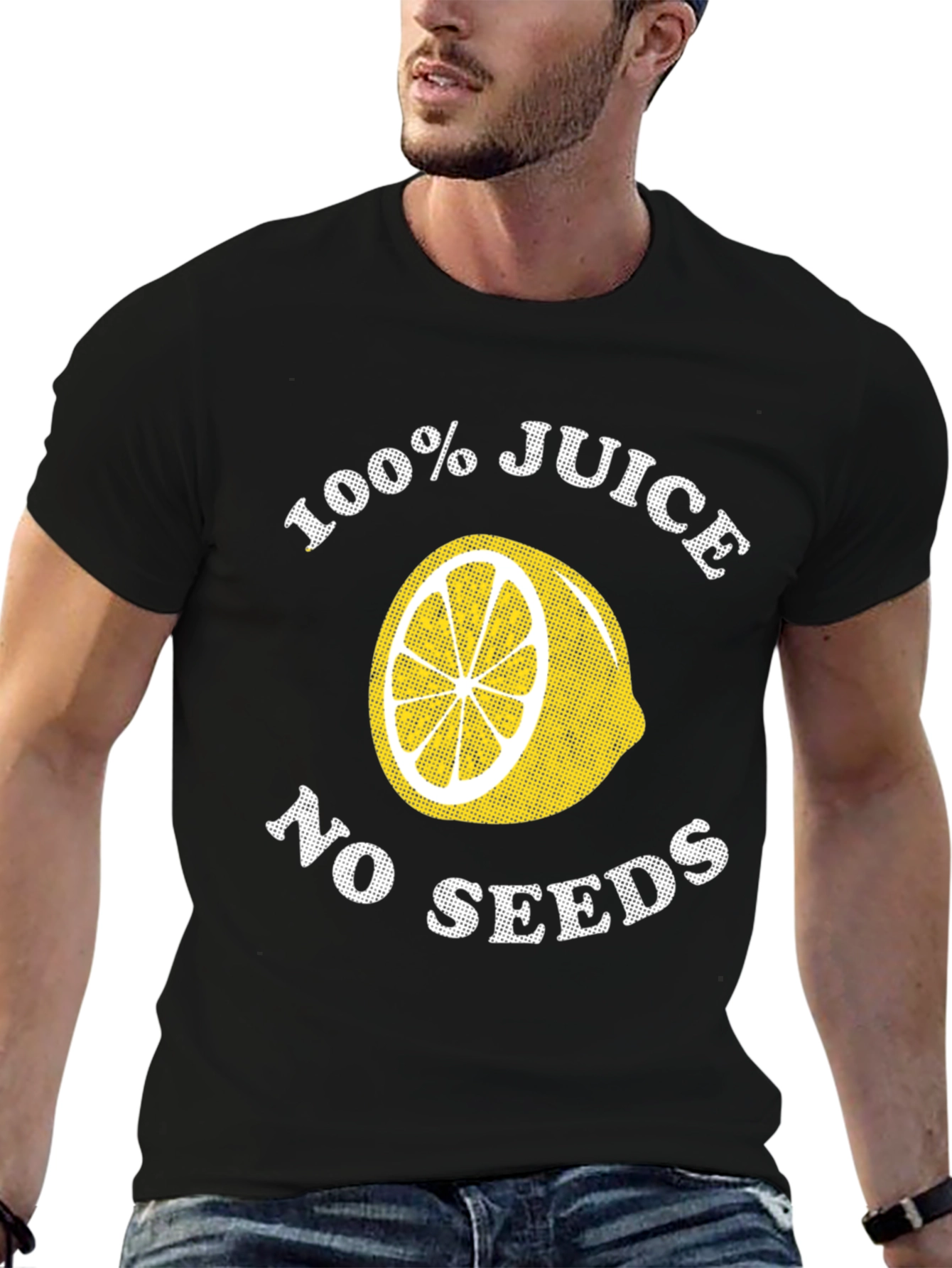 100% Juice No Seeds Graphic Tee - Black Cotton T-Shirt