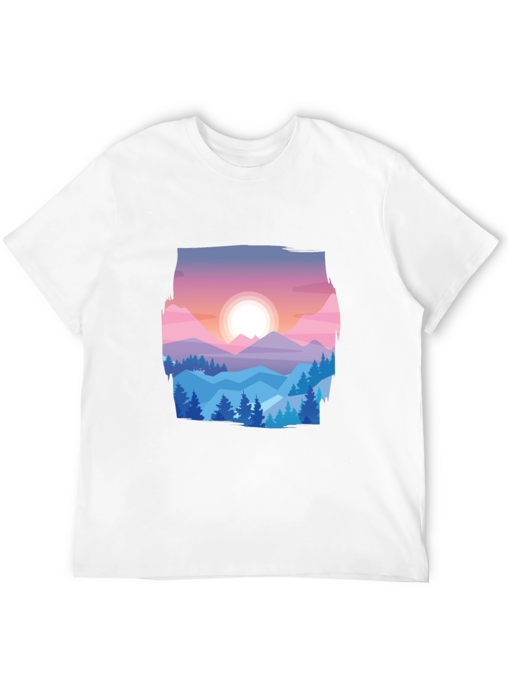 Mountain Sunset Graphic Tee - Black Cotton Comfort