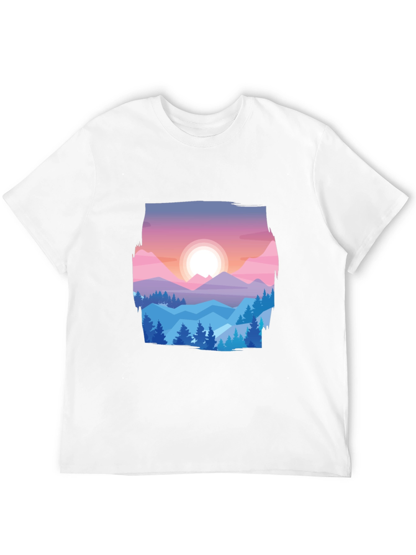 Mountain Sunset Graphic Tee - Black Cotton Comfort