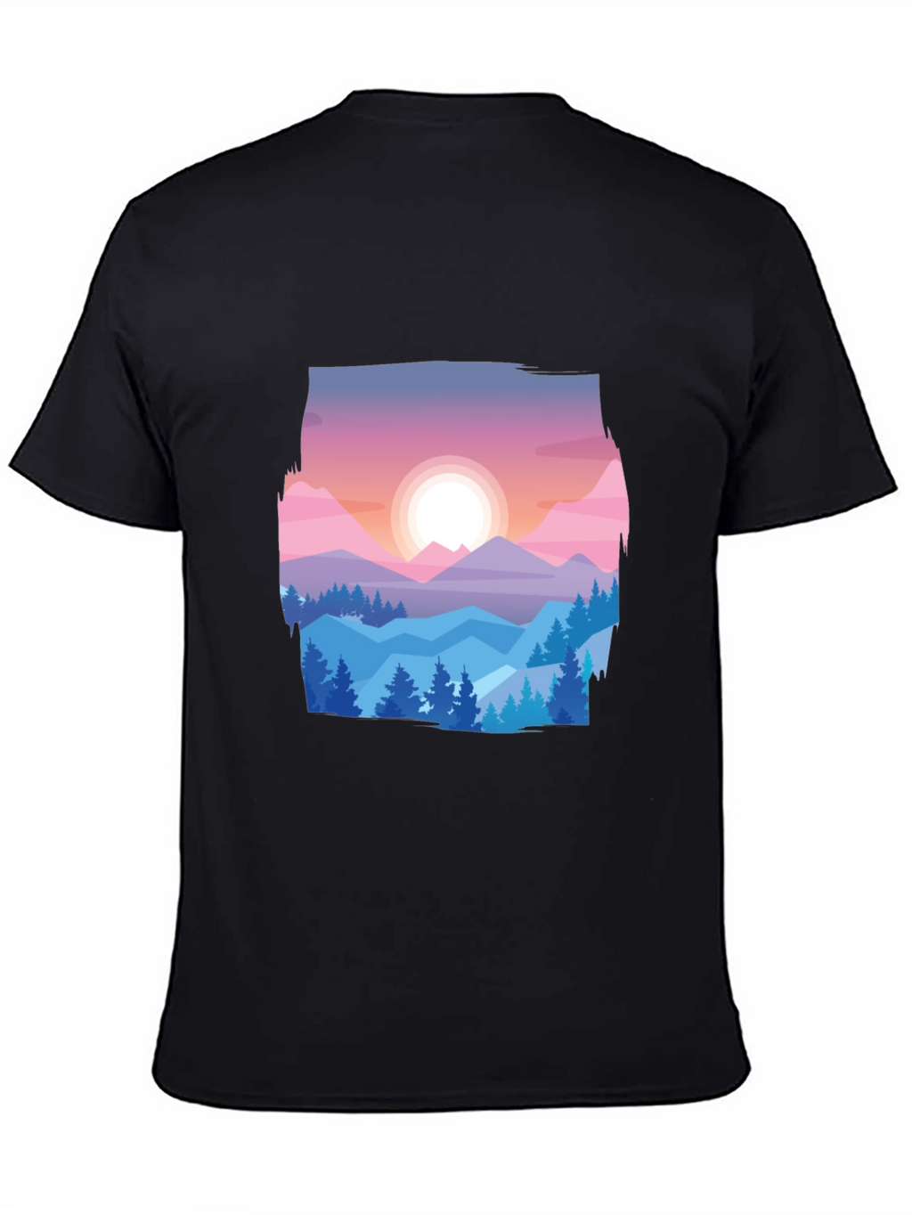 Mountain Sunset Graphic Tee - Black Cotton Comfort