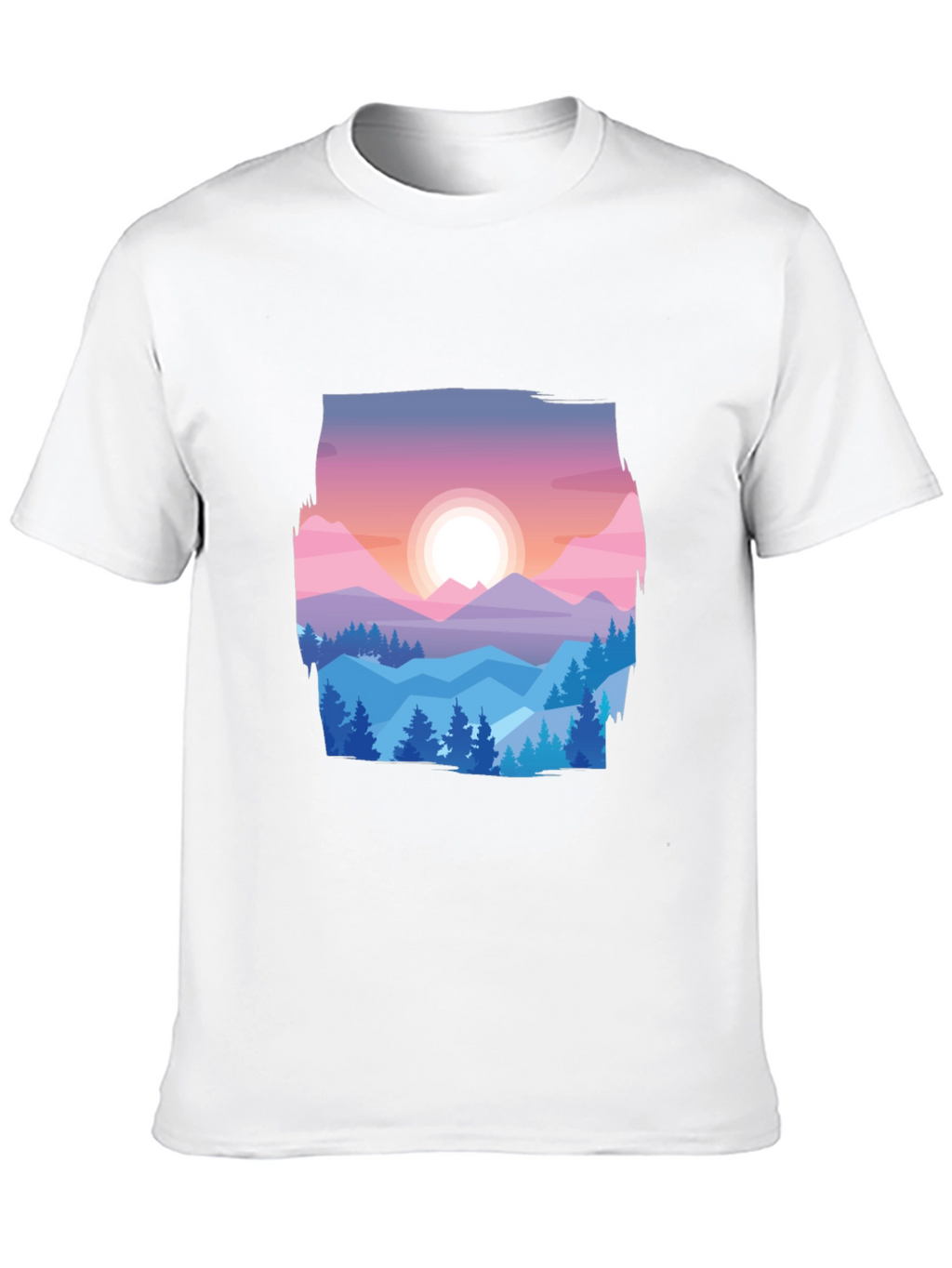 Mountain Sunset Graphic Tee - Black Cotton Comfort