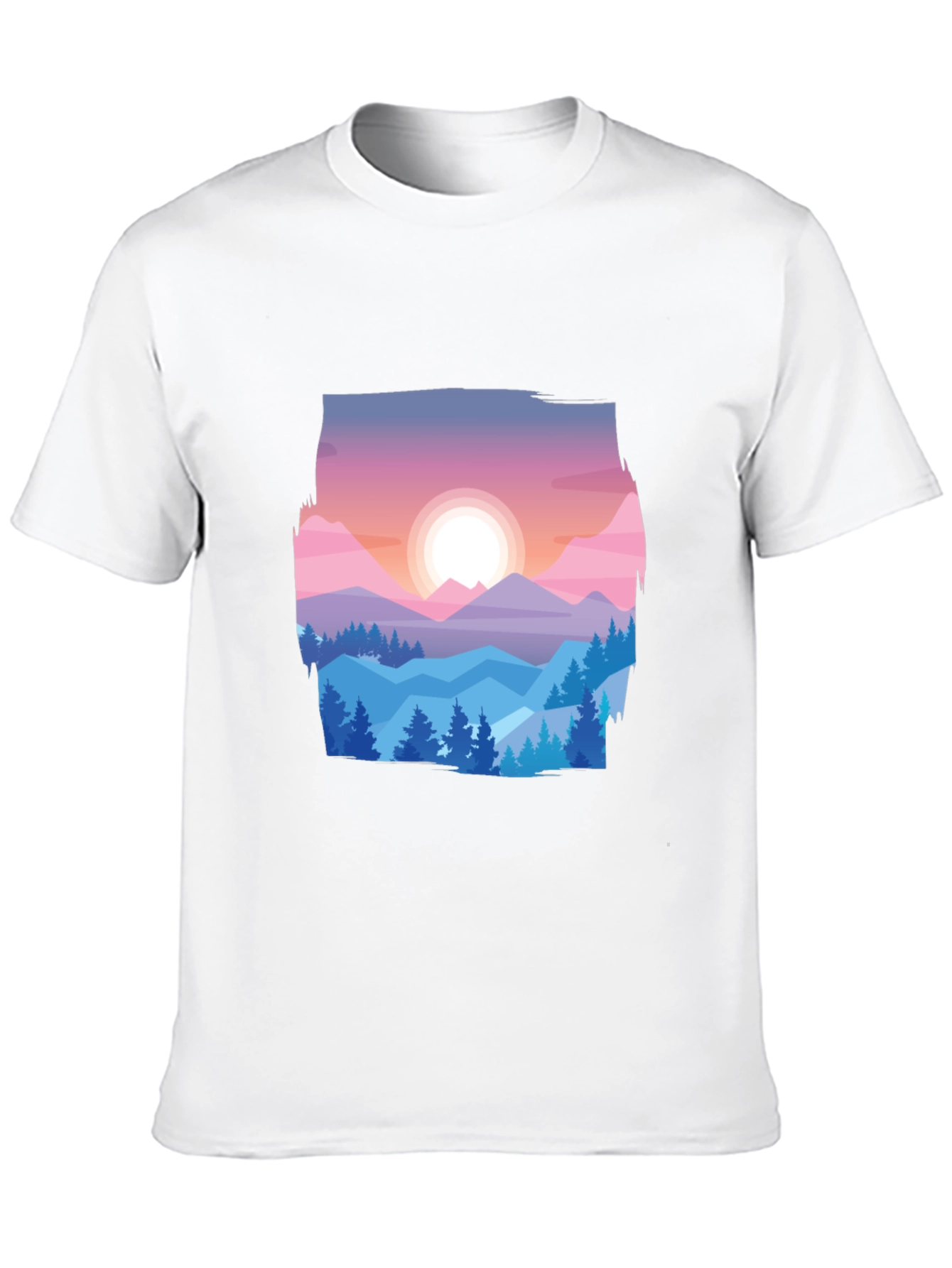 Mountain Sunset Graphic Tee - Black Cotton Comfort