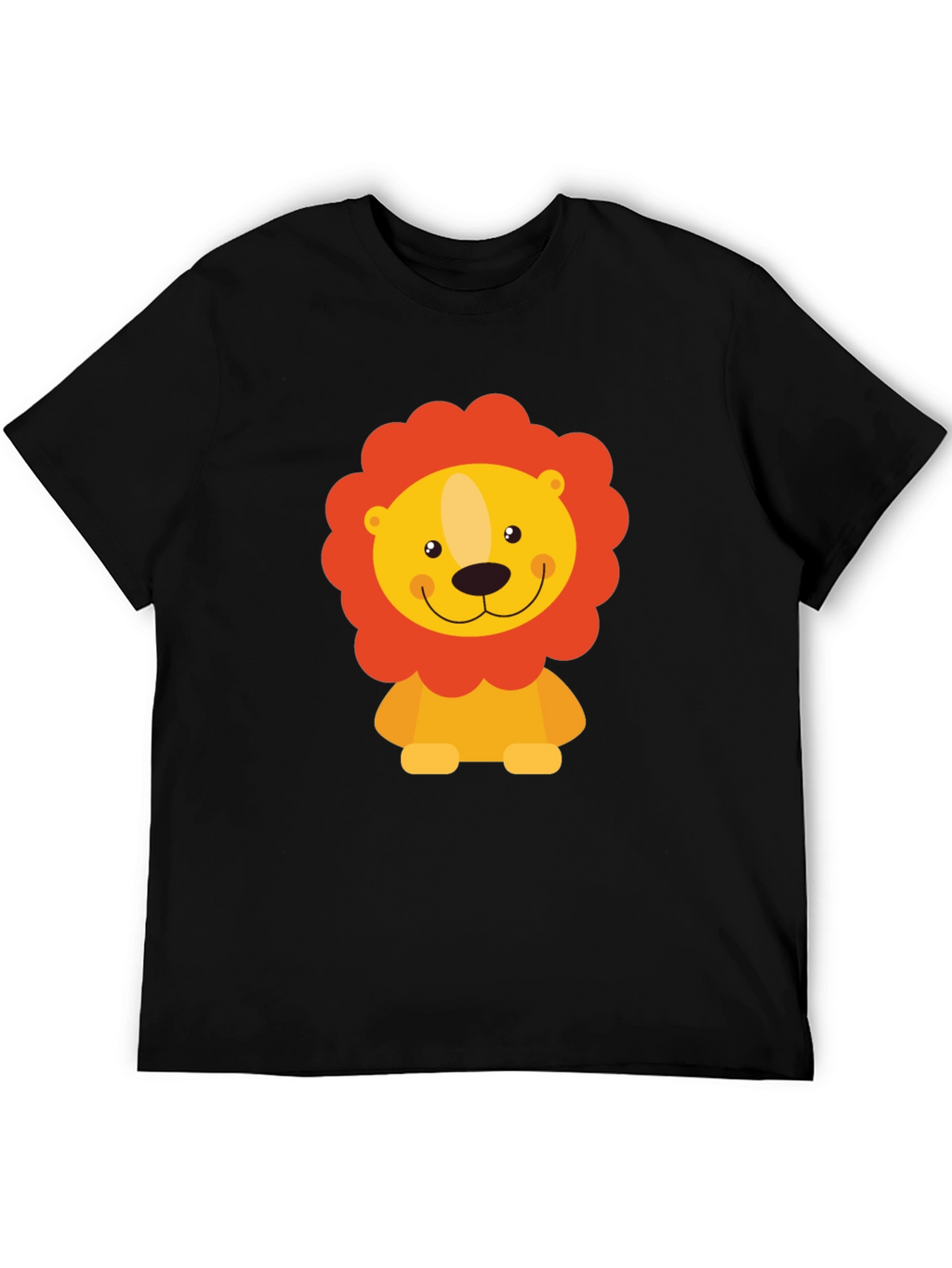 Cute Lion Graphic Black T-Shirt - Mens