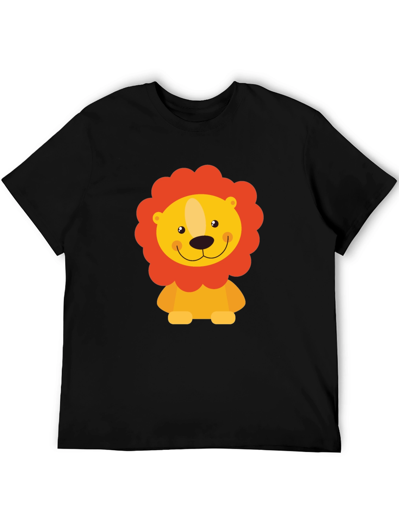 Cute Lion Graphic Black T-Shirt - Mens