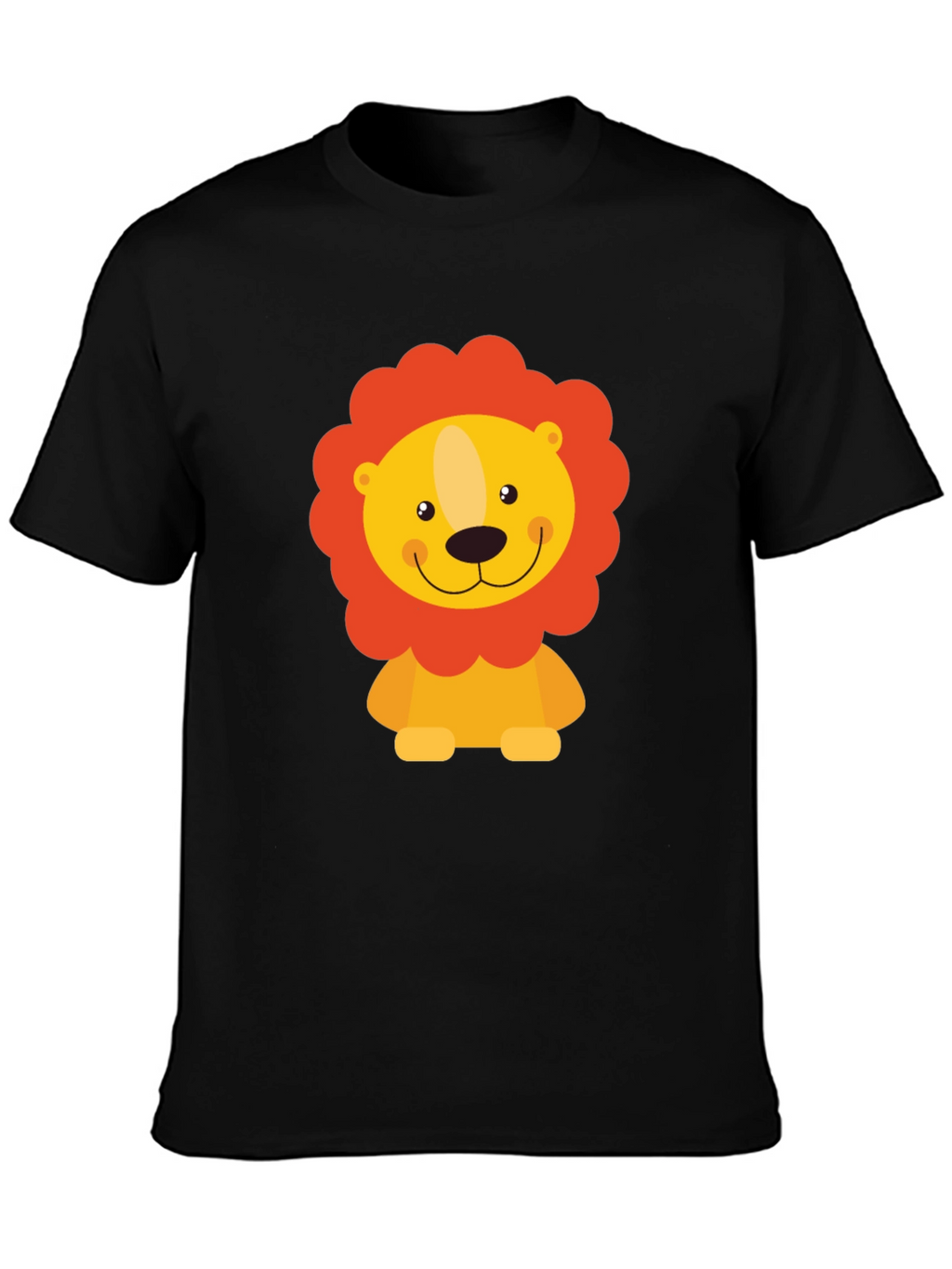 Cute Lion Graphic Black T-Shirt - Mens