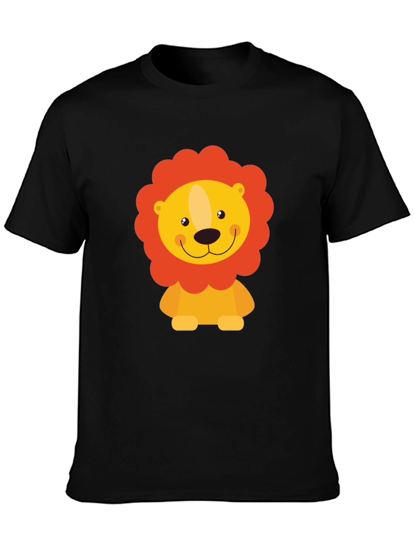 Cute Lion Graphic Black T-Shirt - Mens