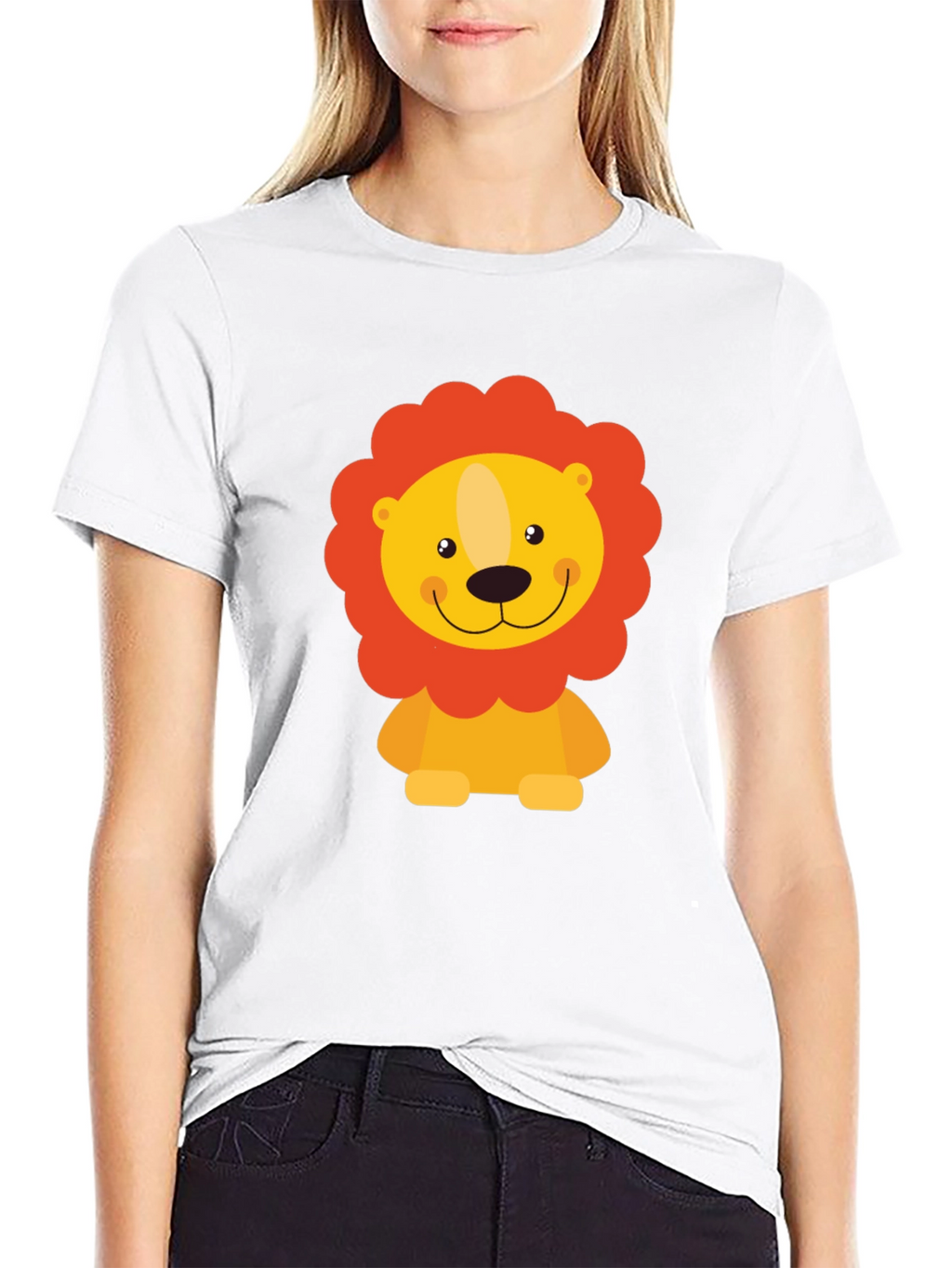 Cute Lion Graphic Black T-Shirt - Mens