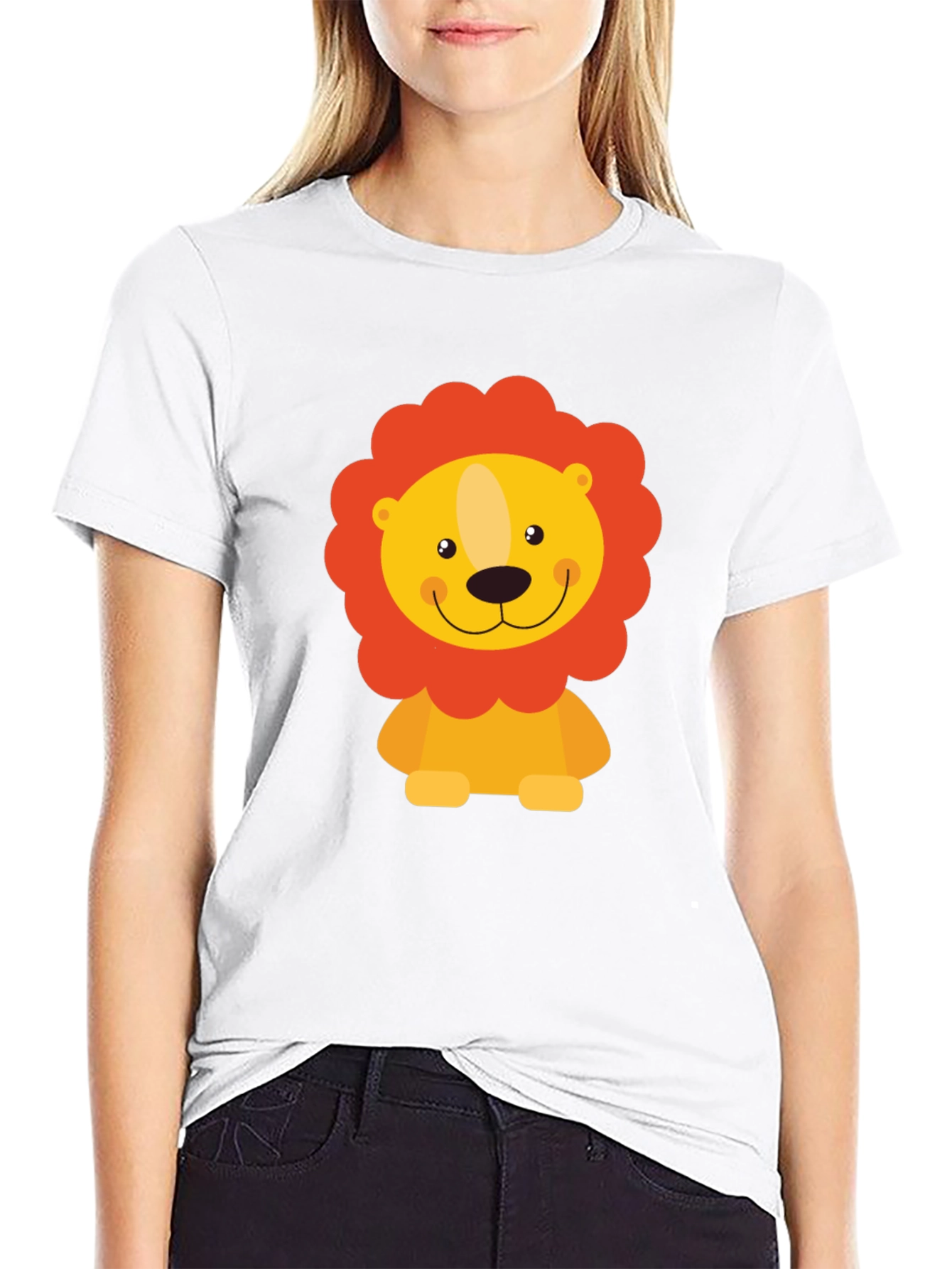 Cute Lion Graphic Black T-Shirt - Mens