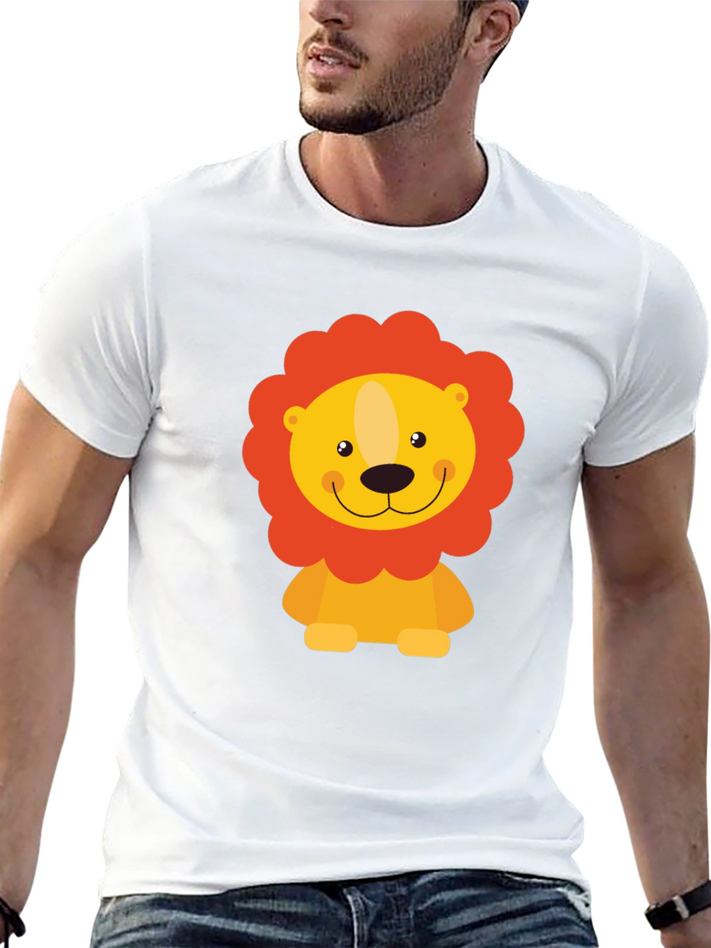 Cute Lion Graphic Black T-Shirt - Mens