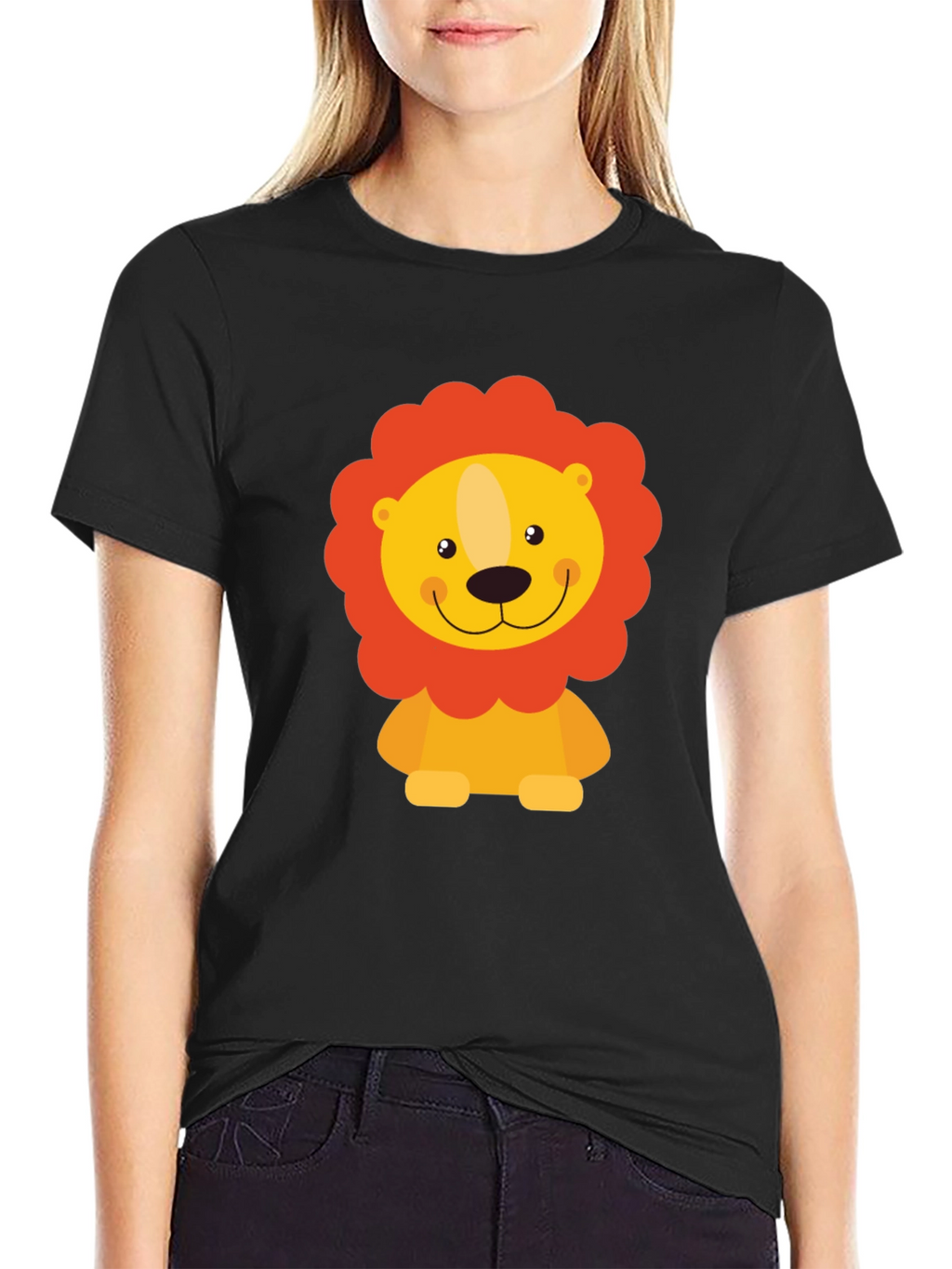 Cute Lion Graphic Black T-Shirt - Mens