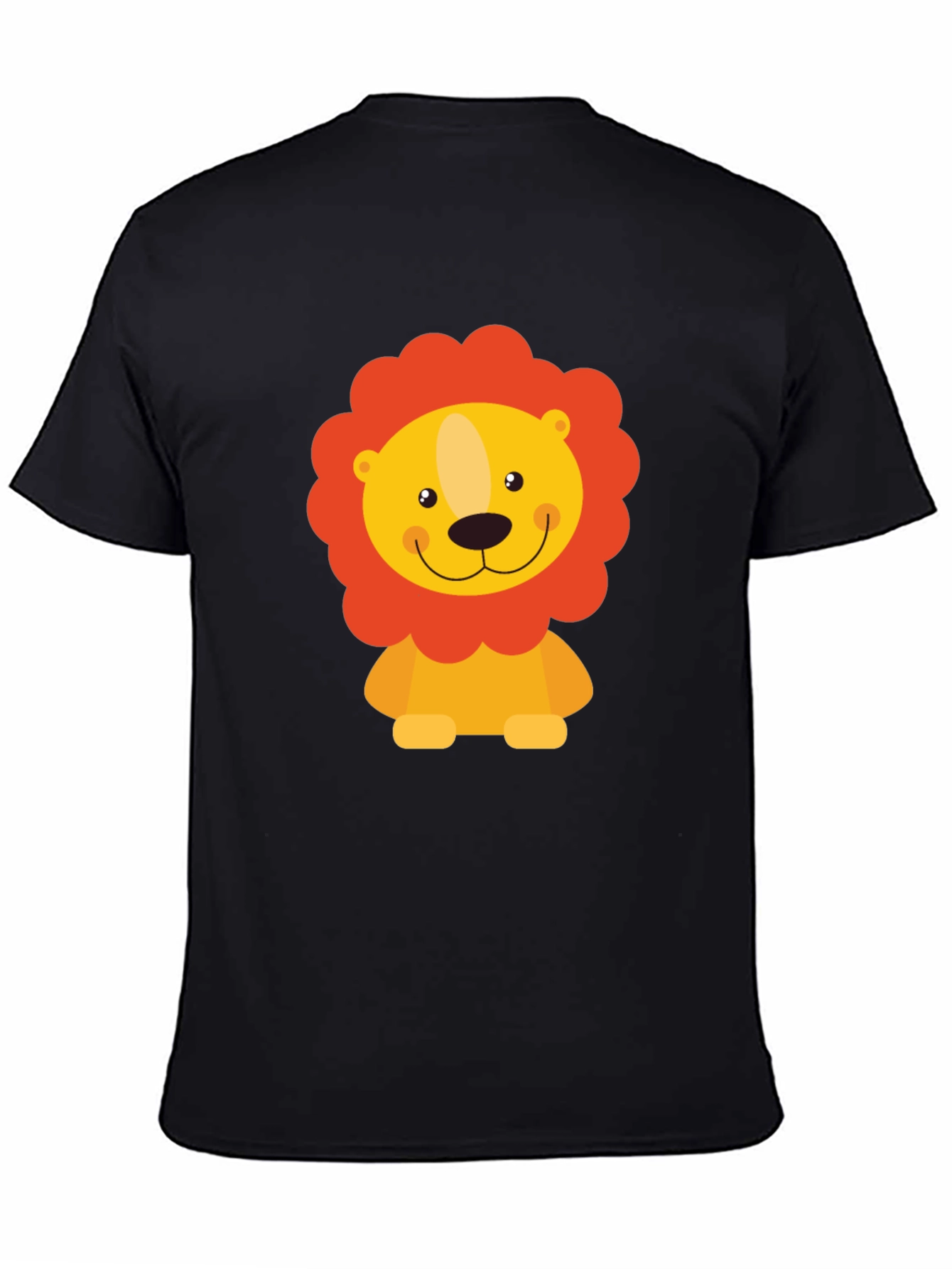 Cute Lion Graphic Black T-Shirt - Mens