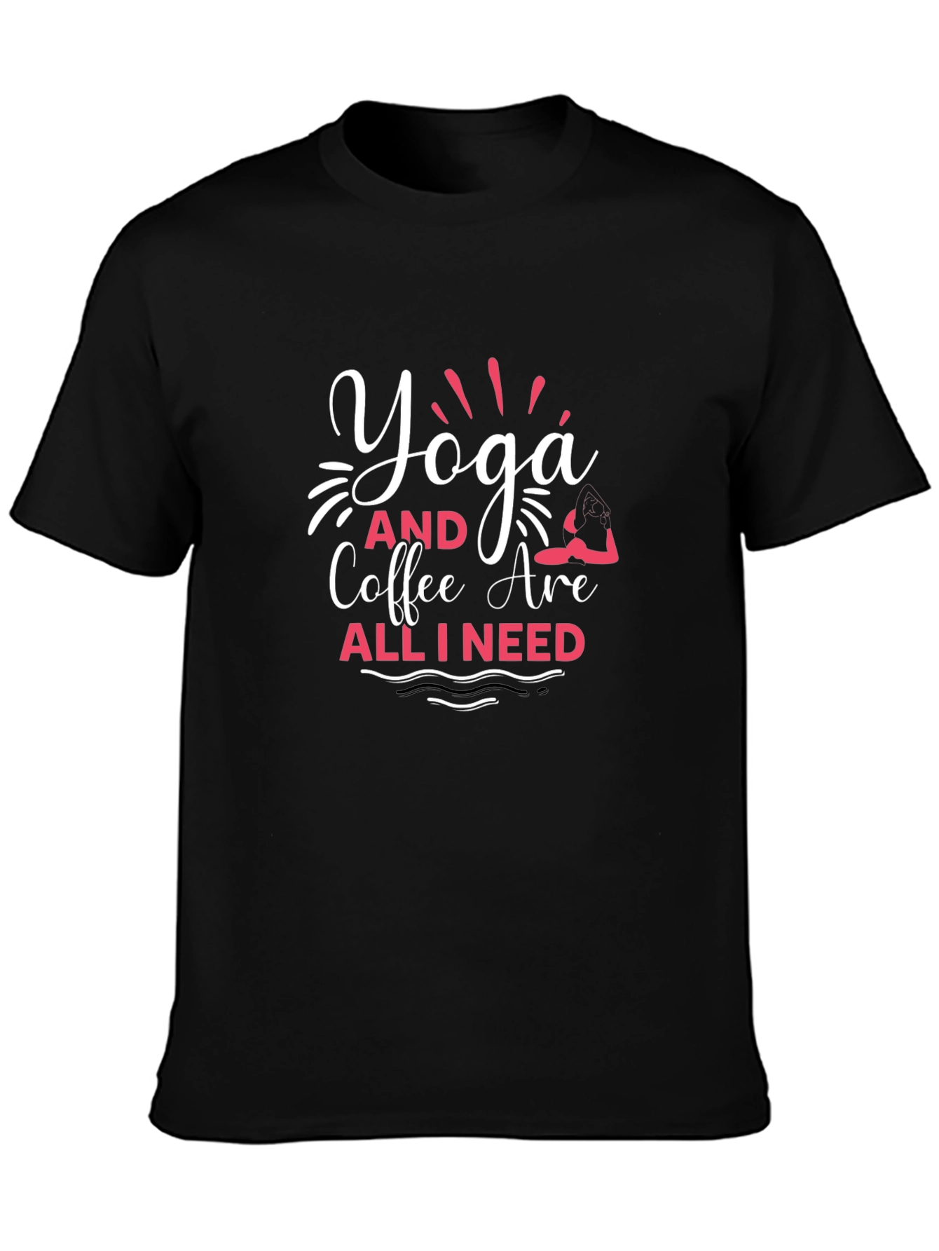 Yoga & Coffee T-Shirt - Relaxed Fit Black