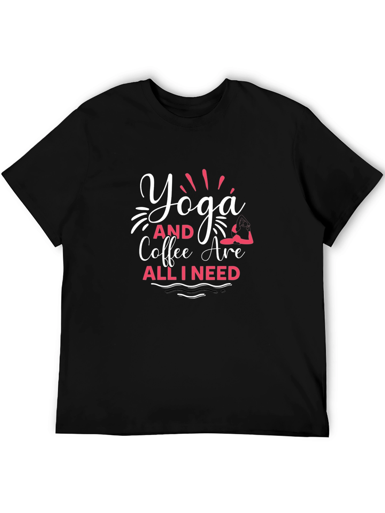 Yoga & Coffee T-Shirt - Relaxed Fit Black
