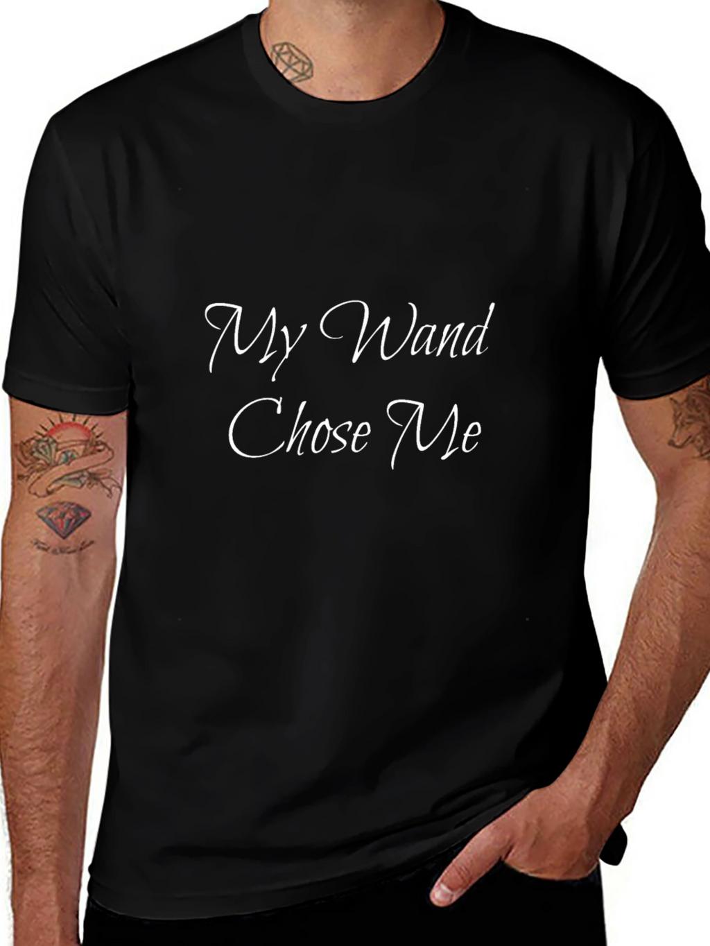 My Wand Chose Me Black Cotton Tee