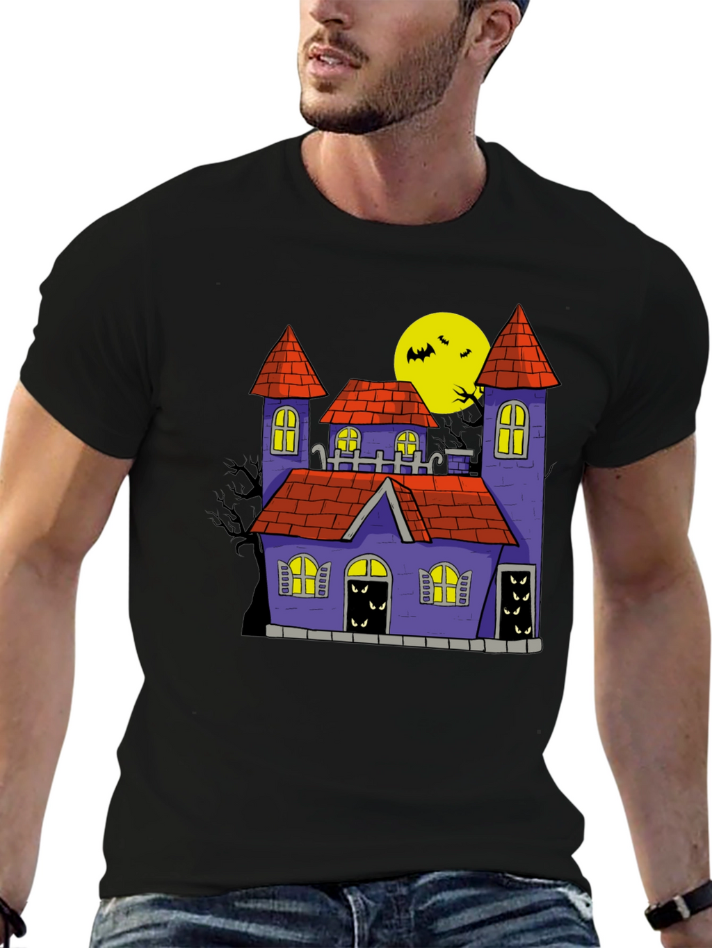 Spooky Castle Graphic Tee Halloween Shirt