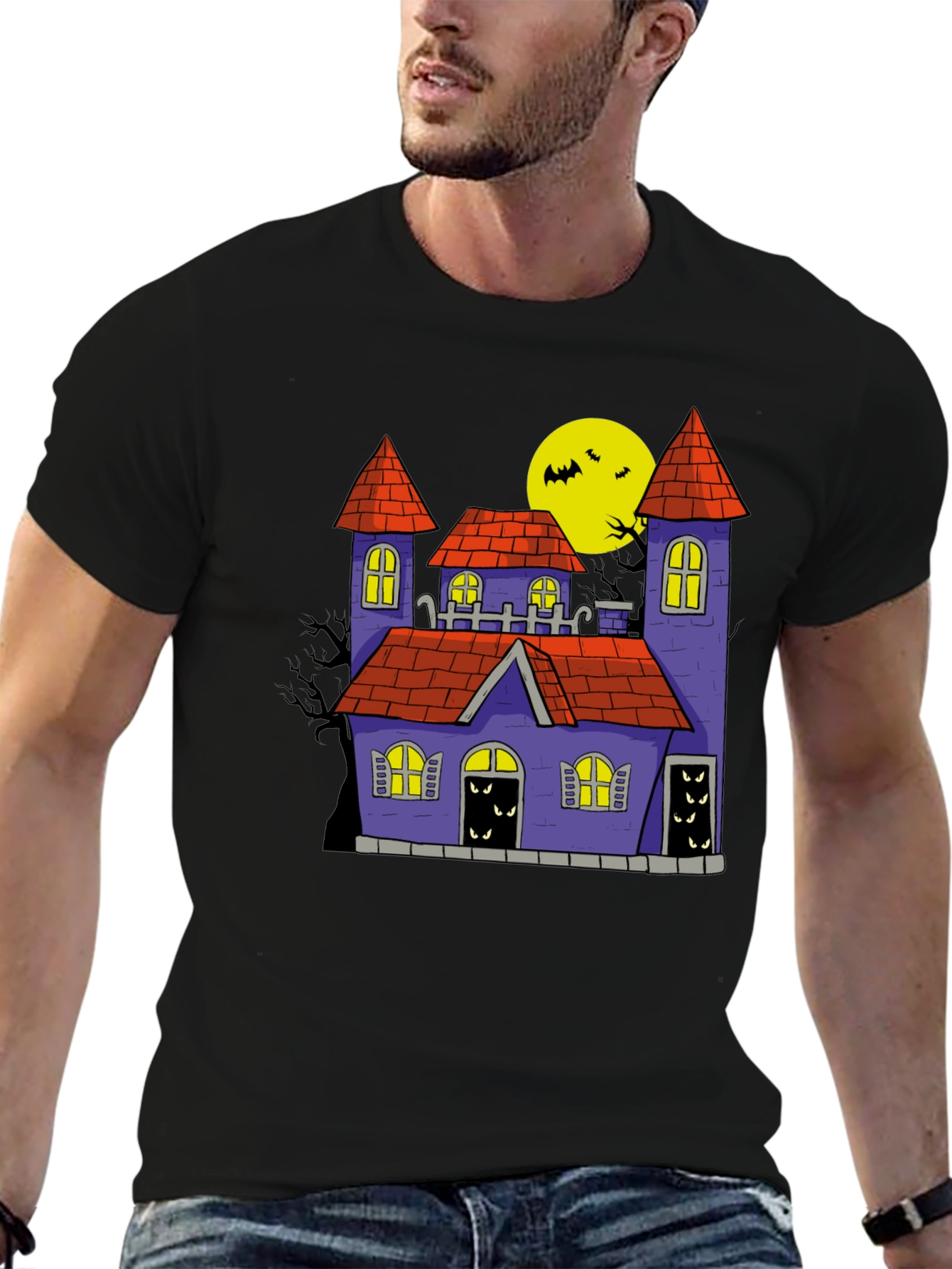 Spooky Castle Graphic Tee Halloween Shirt