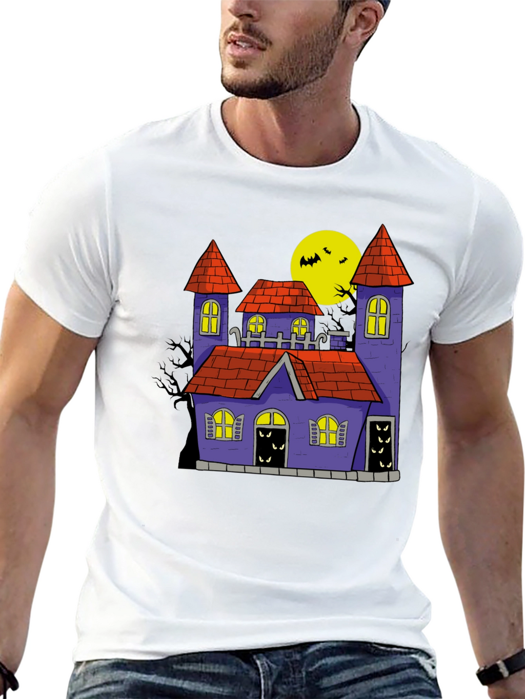 Spooky Castle Graphic Tee Halloween Shirt
