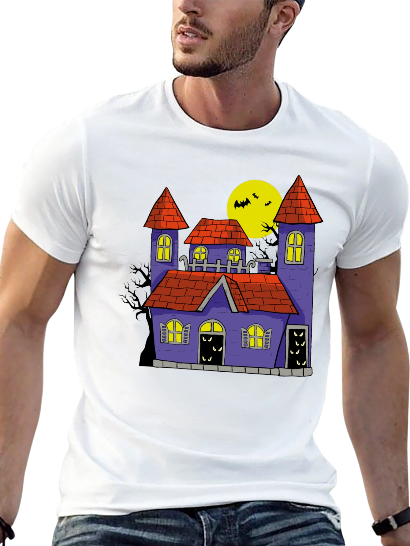 Spooky Castle Graphic Tee Halloween Shirt