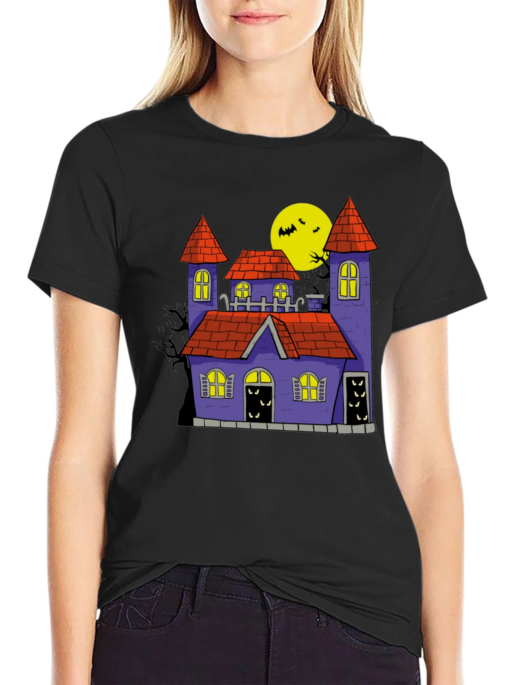 Spooky Castle Graphic Tee Halloween Shirt