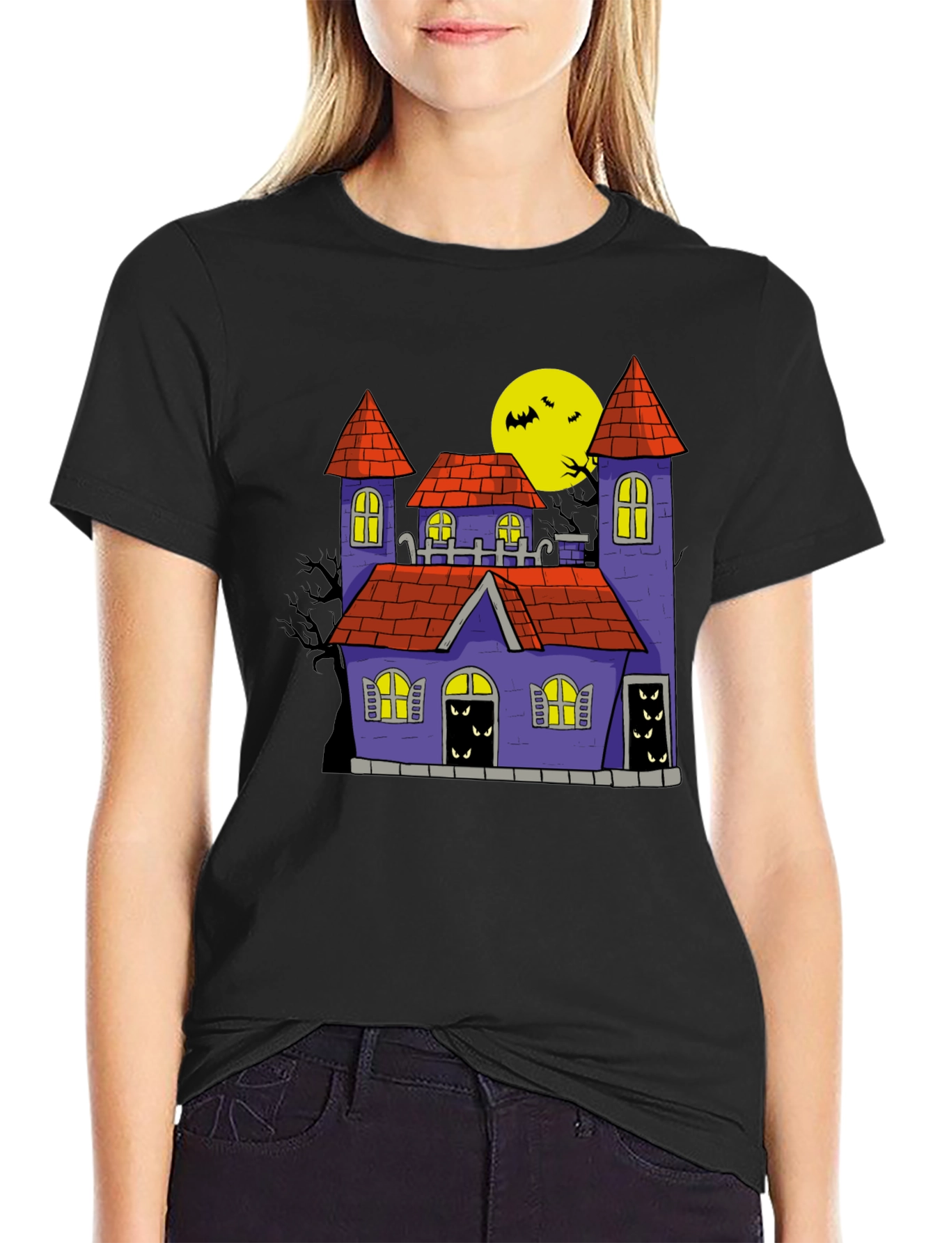 Spooky Castle Graphic Tee Halloween Shirt